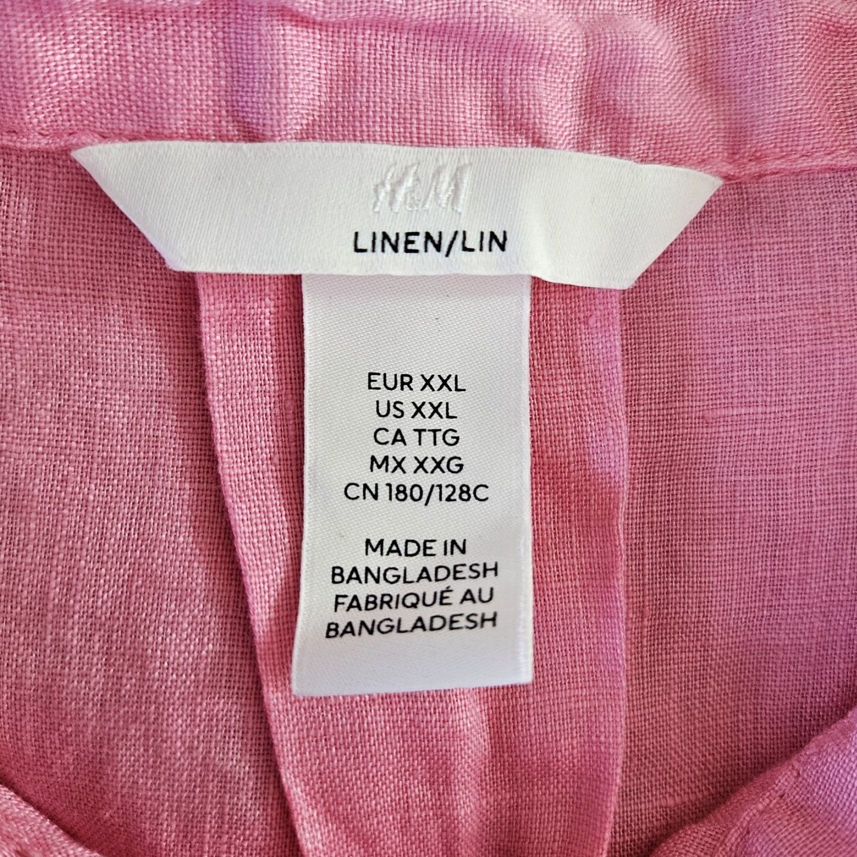 H&M H&M Womens Linen Button-Up Top Sz 2XL Relaxed Pink Solid Shirt Adults 2XL Womens Linen Button-Up Top Pink H&M Size XXL / US 16-18 / IT 52-54 - 6 Thumbnail