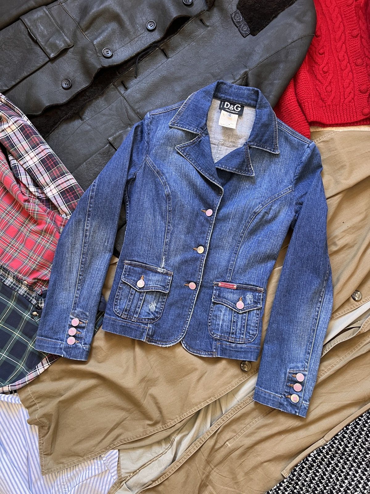 Dolce & Gabbana Dolce&Gabbana Vintage Denim Blazer Jacket Avant-Garde Size XS / US 0-2 / IT 36-38 - 1 Thumbnail