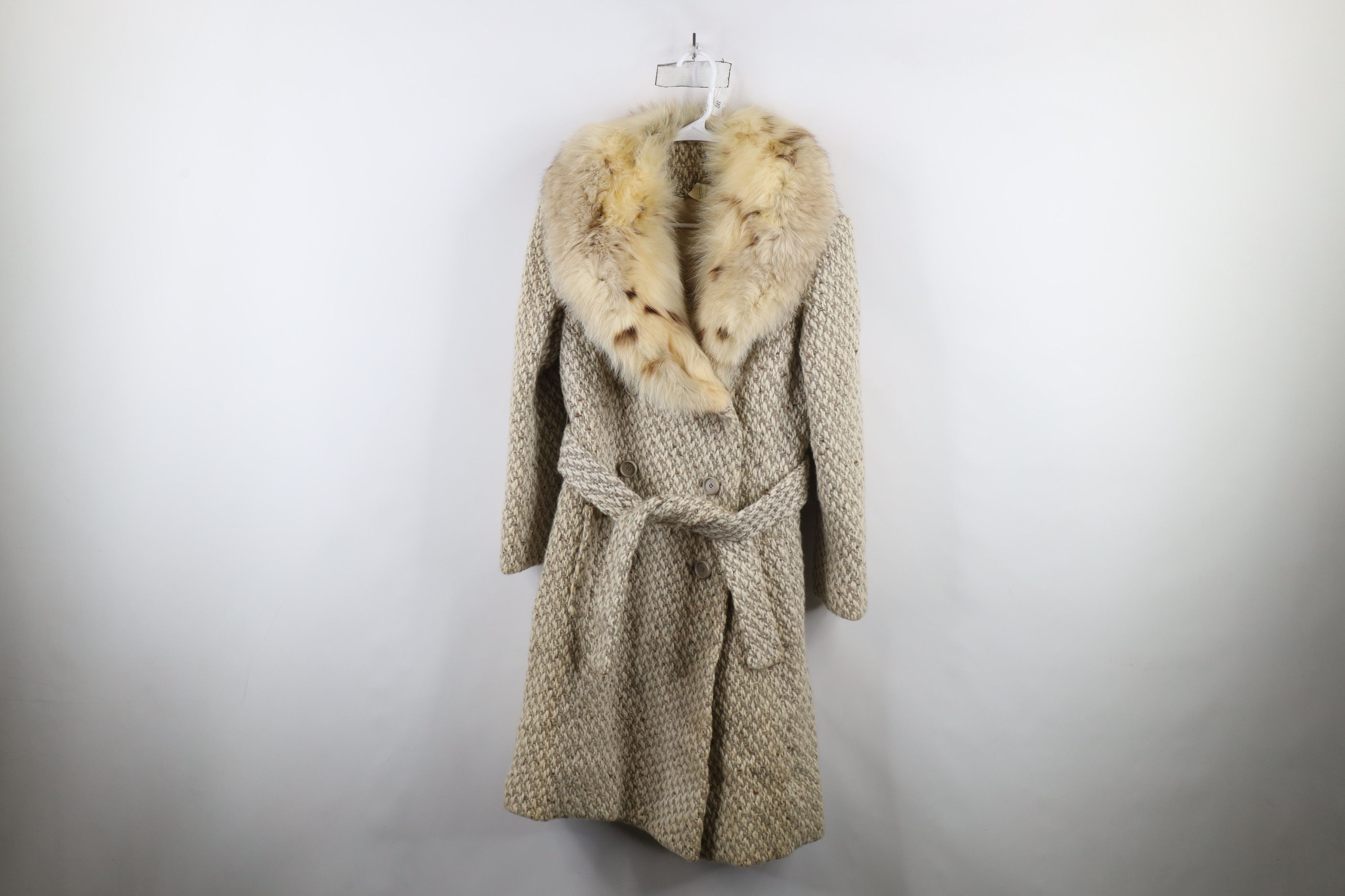 Vintage Vintage 50s 60s Rockabilly Fur Trim Wool Tweed Jacket Size L / US 10 / IT 46 - 1 Thumbnail