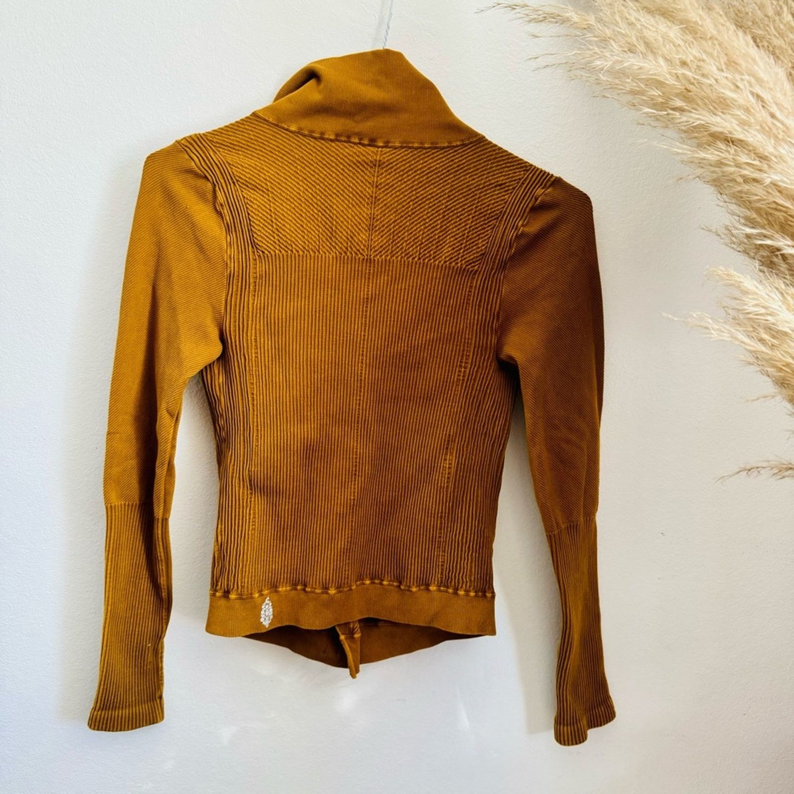 Free People FREE PEOPLE Mustard Gold Yellow Zip Throw Out Jacket Sweater Size S / US 4 / IT 40 - 7 Thumbnail