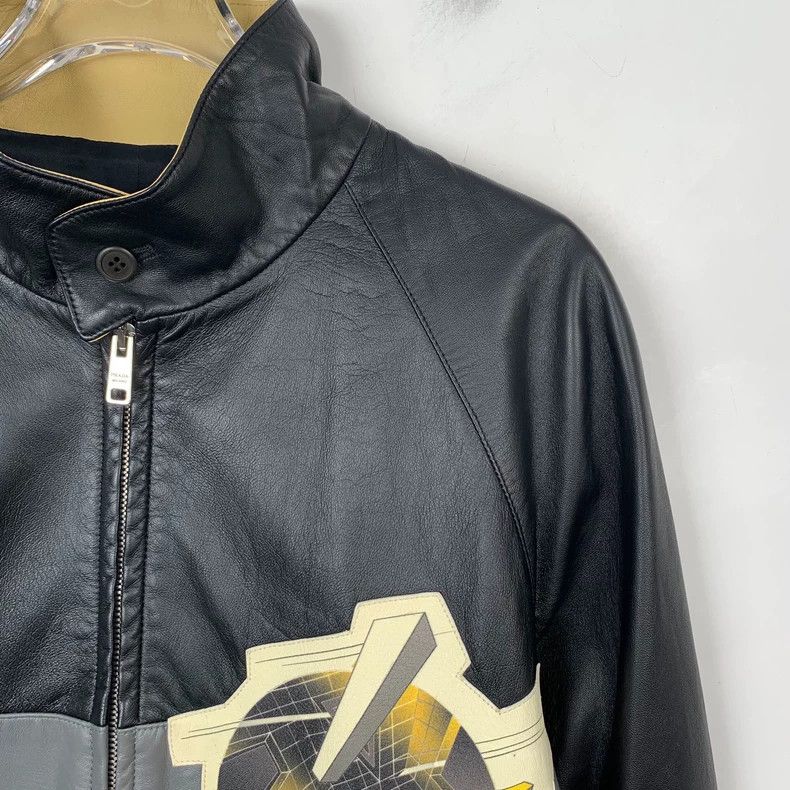 Prada Prada Black Logo Printed Zipper Leather Jacket 2501-Nextarr Size US M / EU 48-50 / 2 - 3 Thumbnail