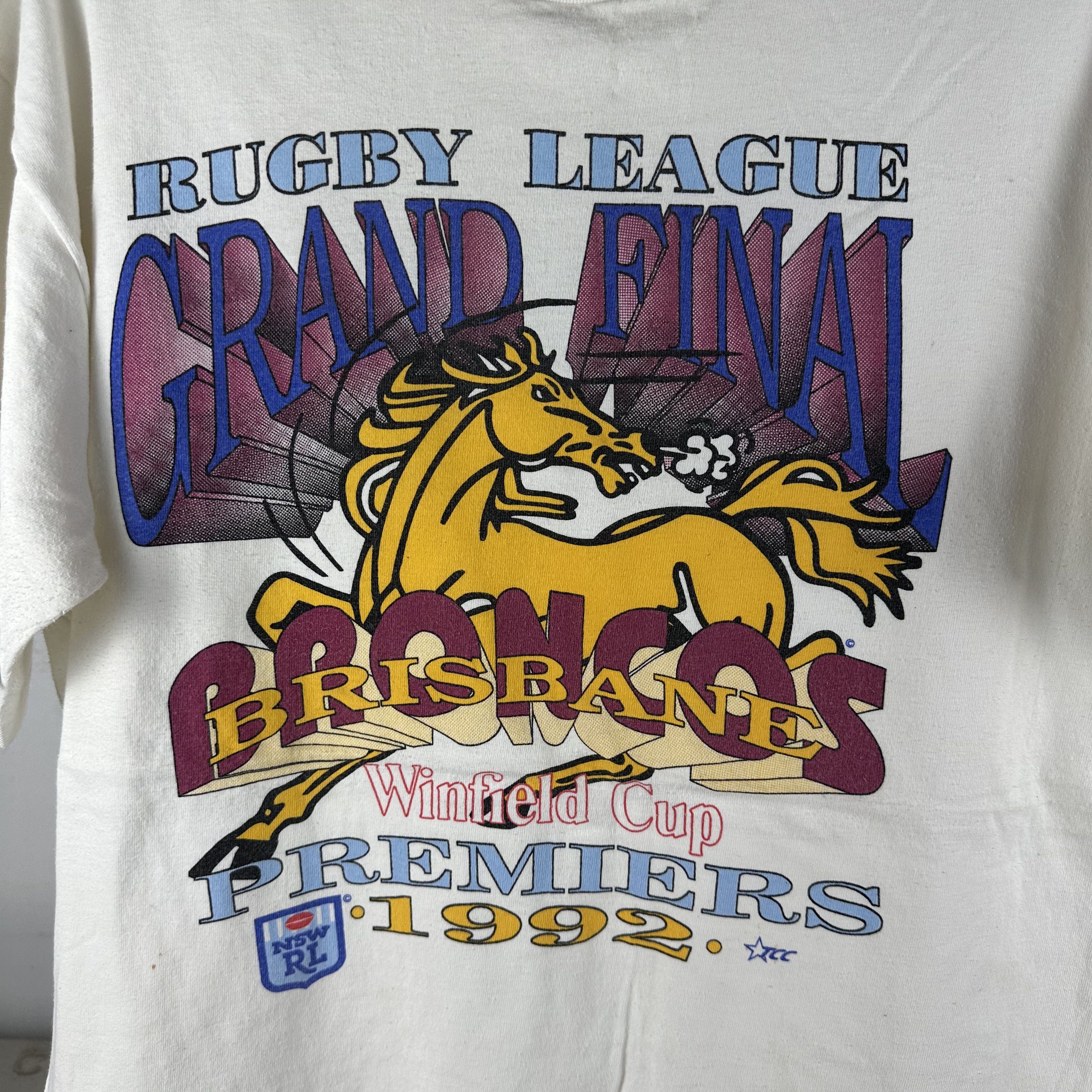 Vintage 1992 Brisbane Broncos Winfield Cup Premiers NSWRL T-shirt Size US XL / EU 56 / 4 - 2 Thumbnail
