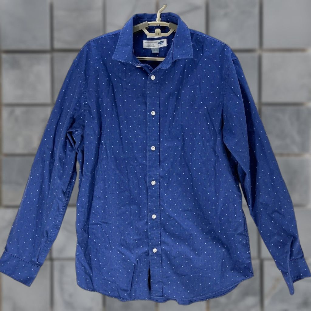 Old Navy Old Navy Button-Up Shirt Mens L Blue All Over Print Long Sleeve Cotton Shirt Size US L / EU 52-54 / 3 - 1 Thumbnail