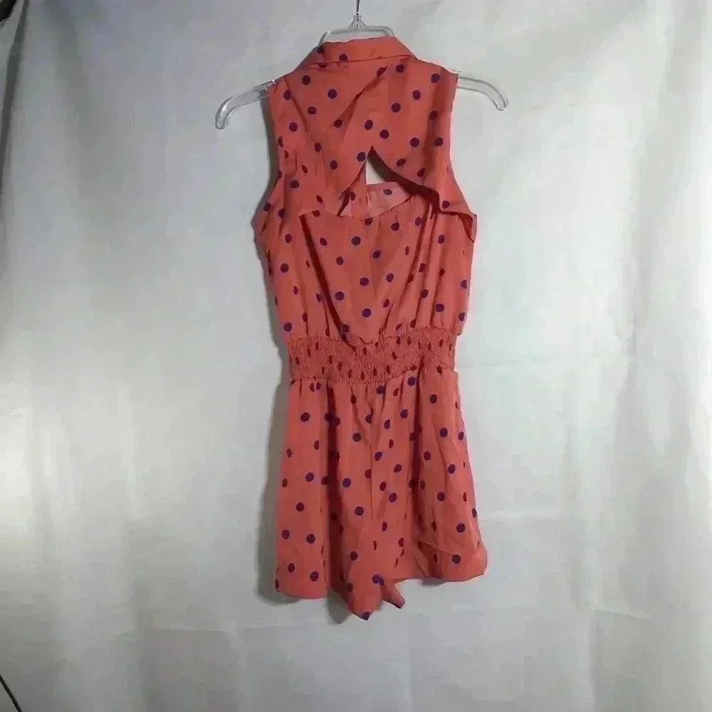 Designer Pink and Blue Poka Dot Jumper Shorts Peek a Boo sz M Size 28" / US 6 / IT 42 - 3 Thumbnail