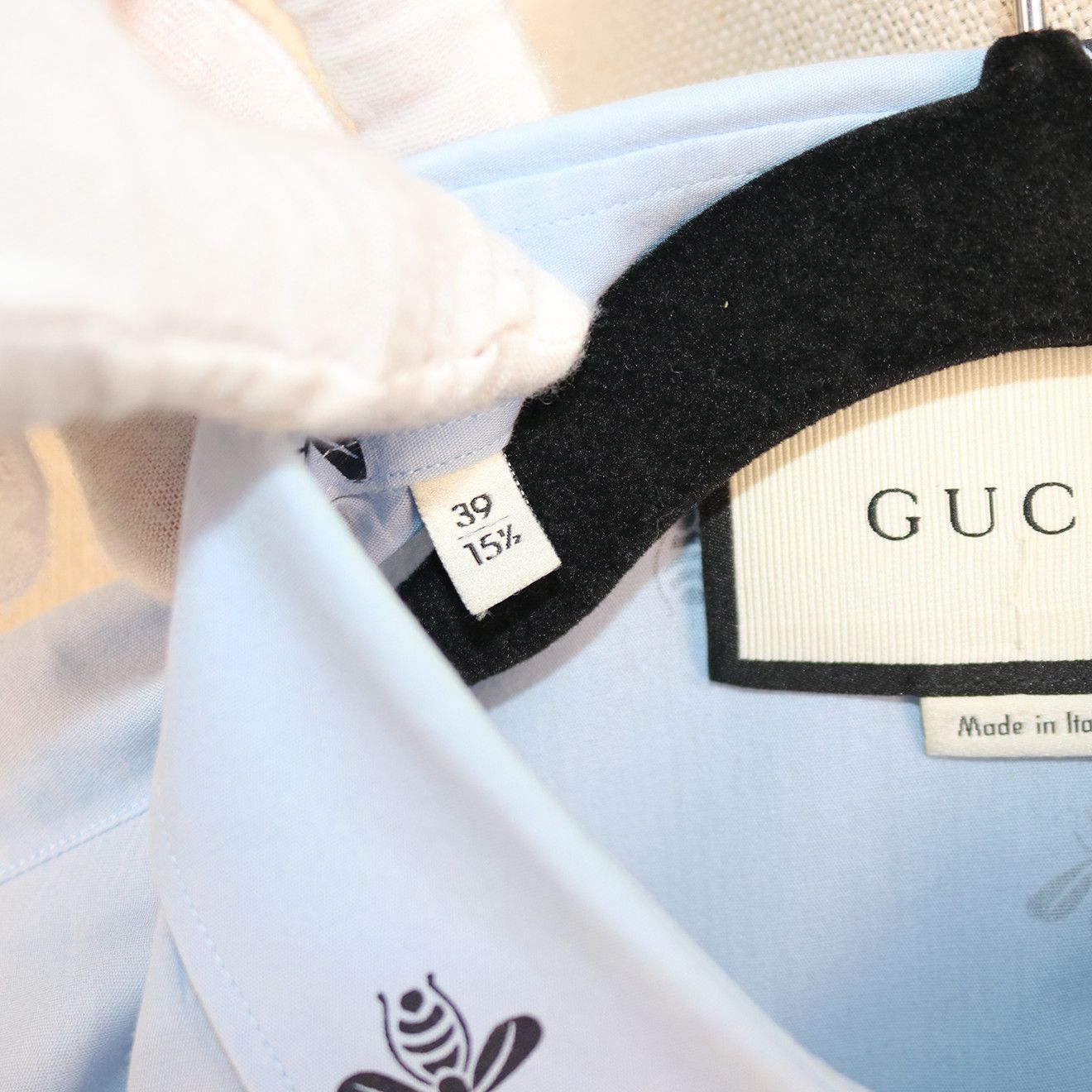 Gucci Gucci Light Blue Bee & Star Print Cotton Shirt Size US M / EU 48-50 / 2 - 5 Thumbnail