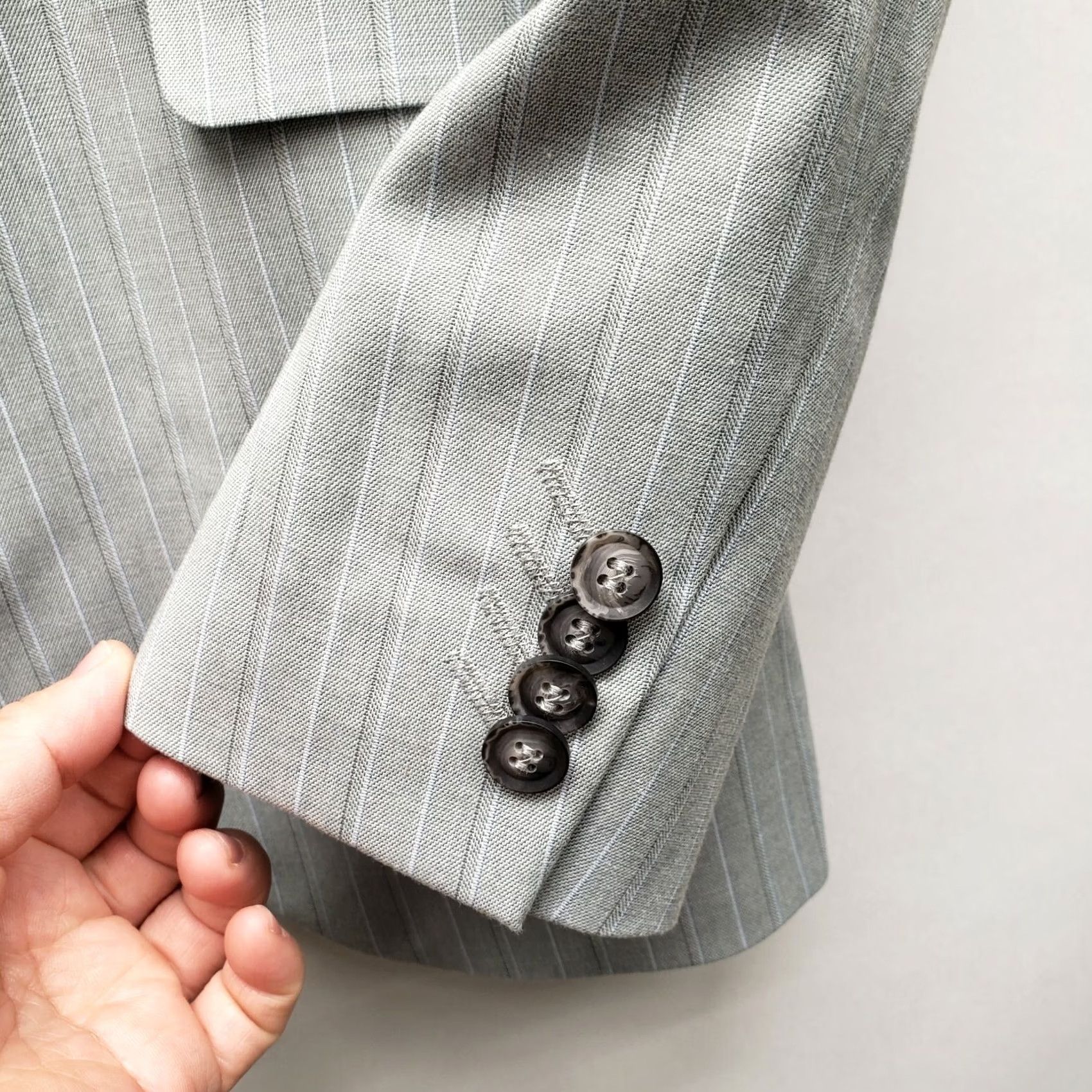 Topman Topman Grey Striped BLazer One button Size 38R Regular Skinny Mens Blazer Shirt Jacket Notch Lapel Vintage No Size 38R - 6 Thumbnail