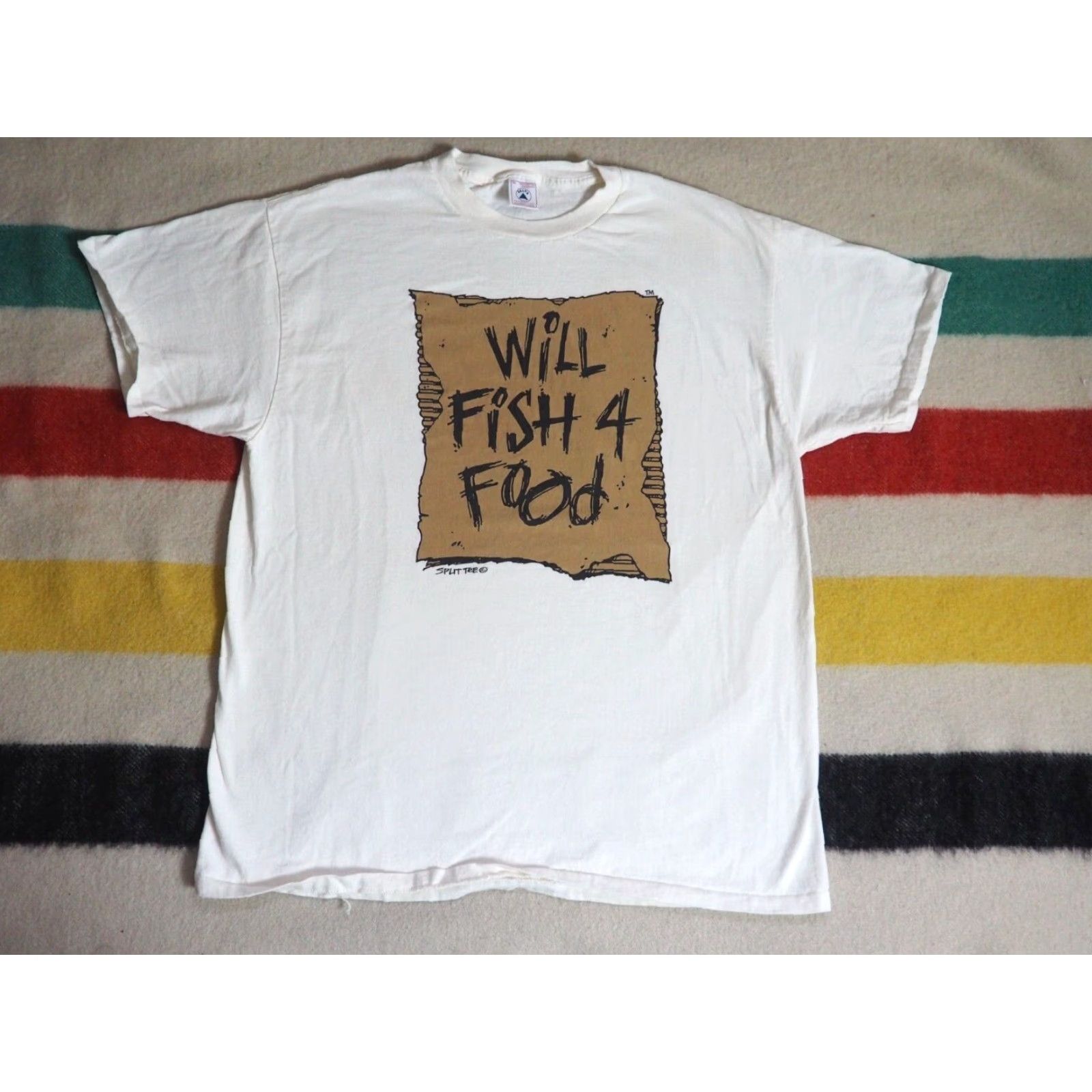 Delta VTG 90s Delta Will Fish 4 Food Joke Humor Fishing White Tee T-Shirt Mens XL Size US XL / EU 56 / 4 - 2 Thumbnail