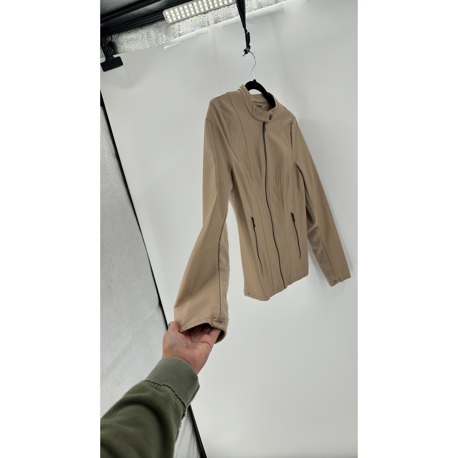 G.H. Bass & Co. G.H. Bass & Co. Moto Jacket Beige Faux Leather Women's sz S Size S / US 4 / IT 40 - 3 Thumbnail