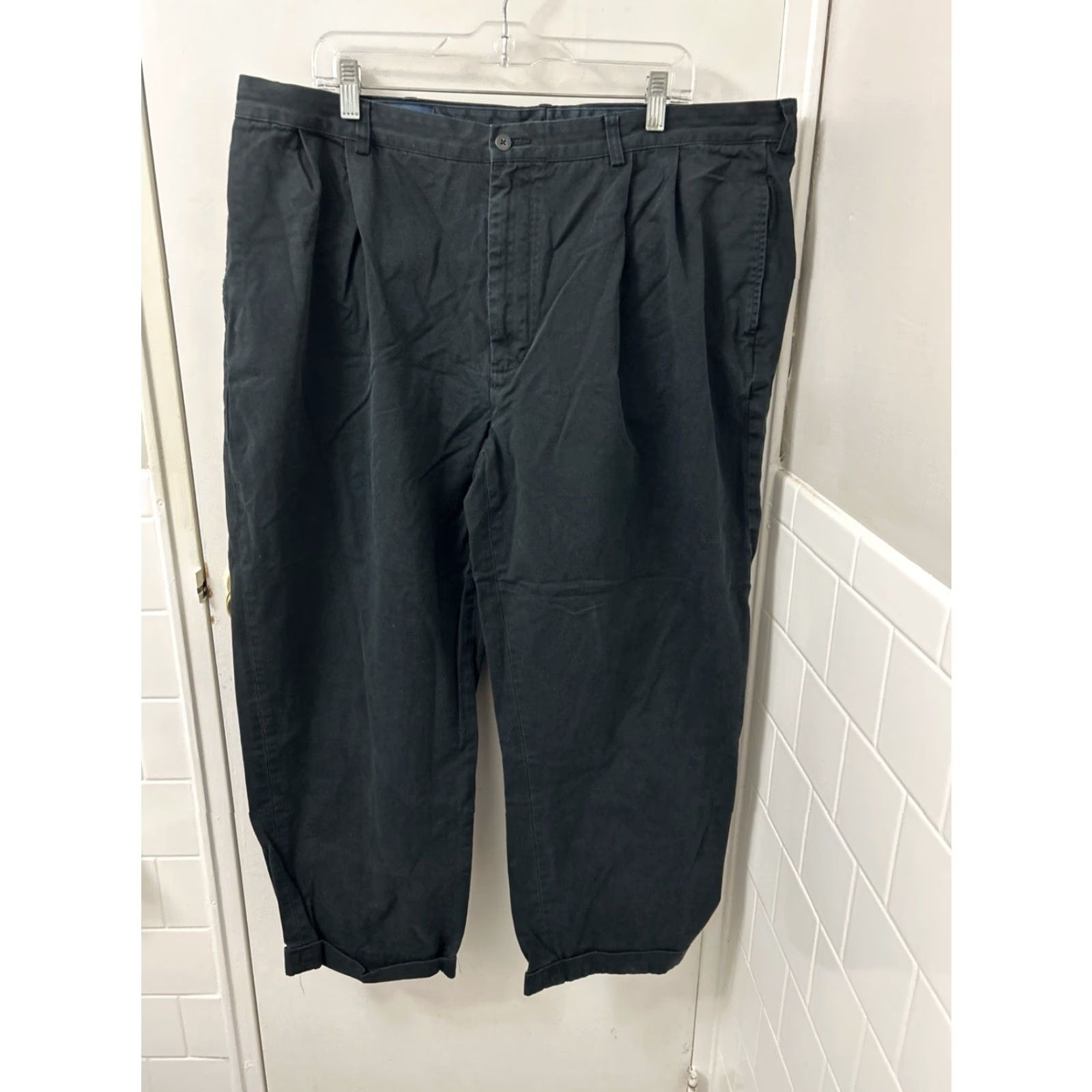 Polo Ralph Lauren VTG Polo Ralph Lauren Hammond Pants Mens 42x27 Black Chino Pleated Cuffed Pockets Zipper Front Button Fly Classic Hampton/Chino Pants Size US XL / EU 56 / 4 - 2 Thumbnail