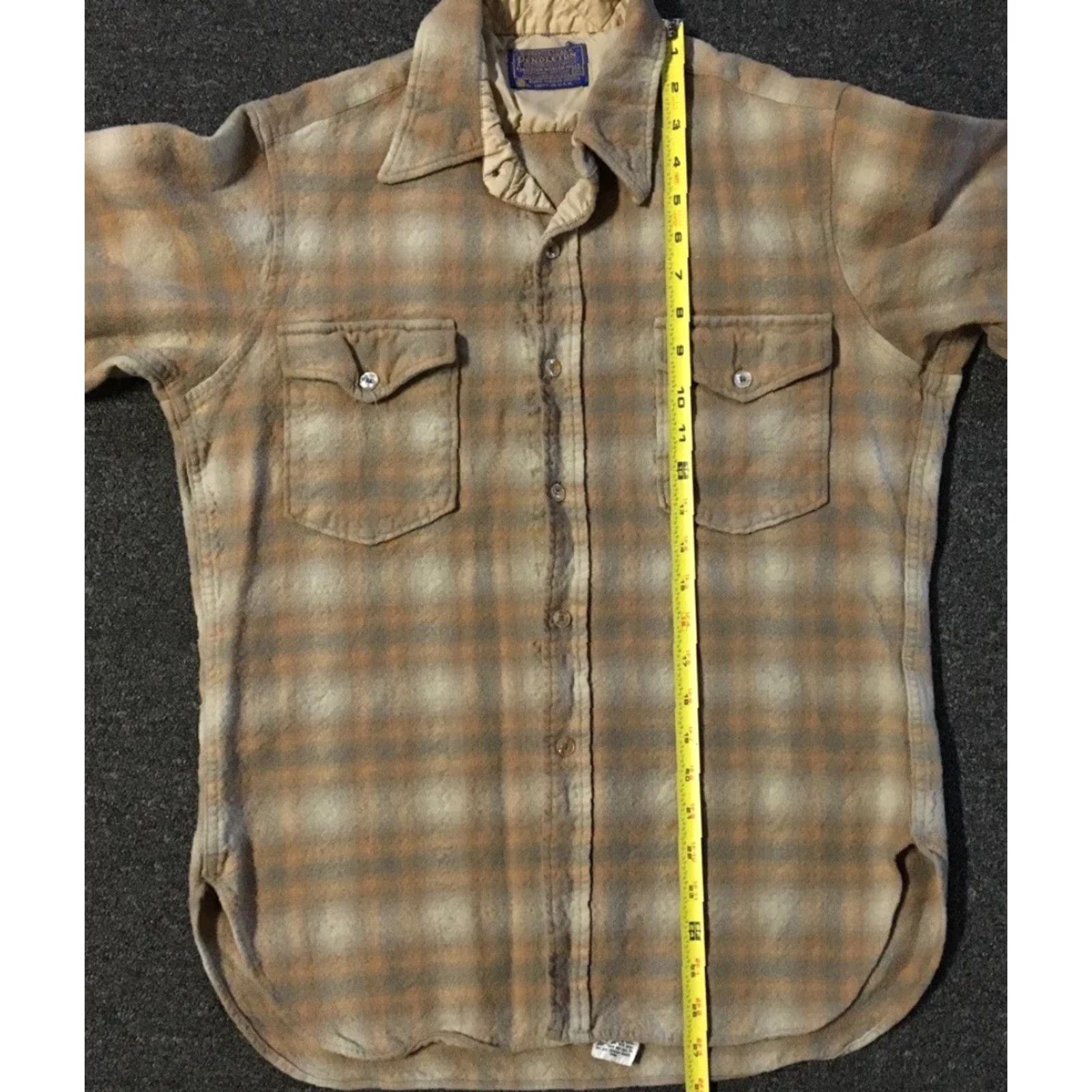 Pendleton Vtg Pendleton Wool Shirt M USA Plaid Button-Up Women Cowboy Trucker Grunge 70s 80s Tan Brown Size M / US 6-8 / IT 42-44 - 5 Thumbnail