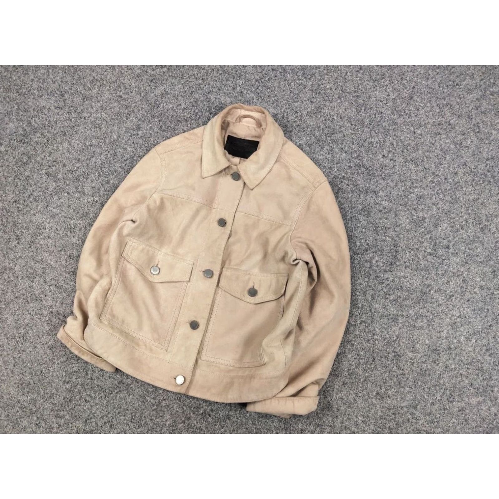 Allsaints VINTAGE Allsaints Sukes Suede Leather Dusty Pink Beige Jacket Size XS / US 0-2 / IT 36-38 - 3 Thumbnail