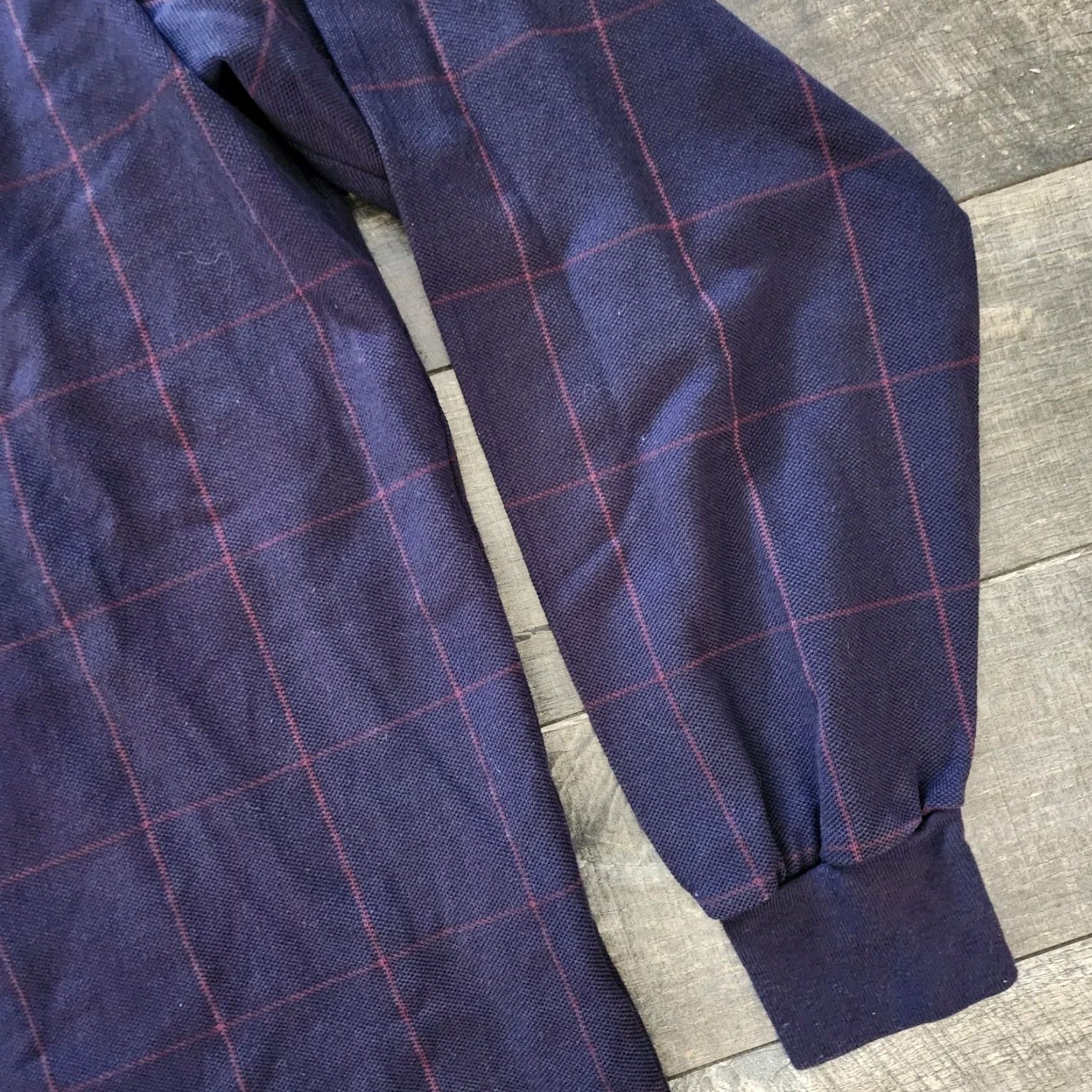 Polo Ralph Lauren VINTAGE Polo Ralph Lauren Long Sleeve Polo Mens Large Navy Check Made in USA 90s Mens Polo Shirt Blue Check 90s Vintage Regular Mens Size US L / EU 52-54 / 3 - 3 Thumbnail