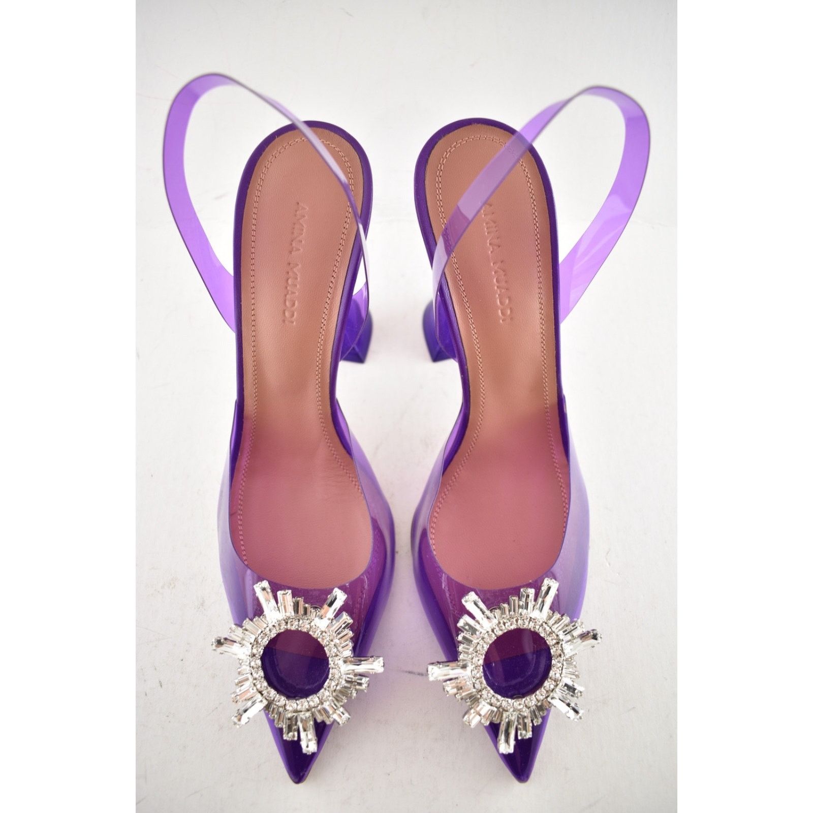 Amina Muaddi Amina Muaddi 95 Begum Glass PVC Purple Slingback Size US 8 / IT 38 - 13 Thumbnail