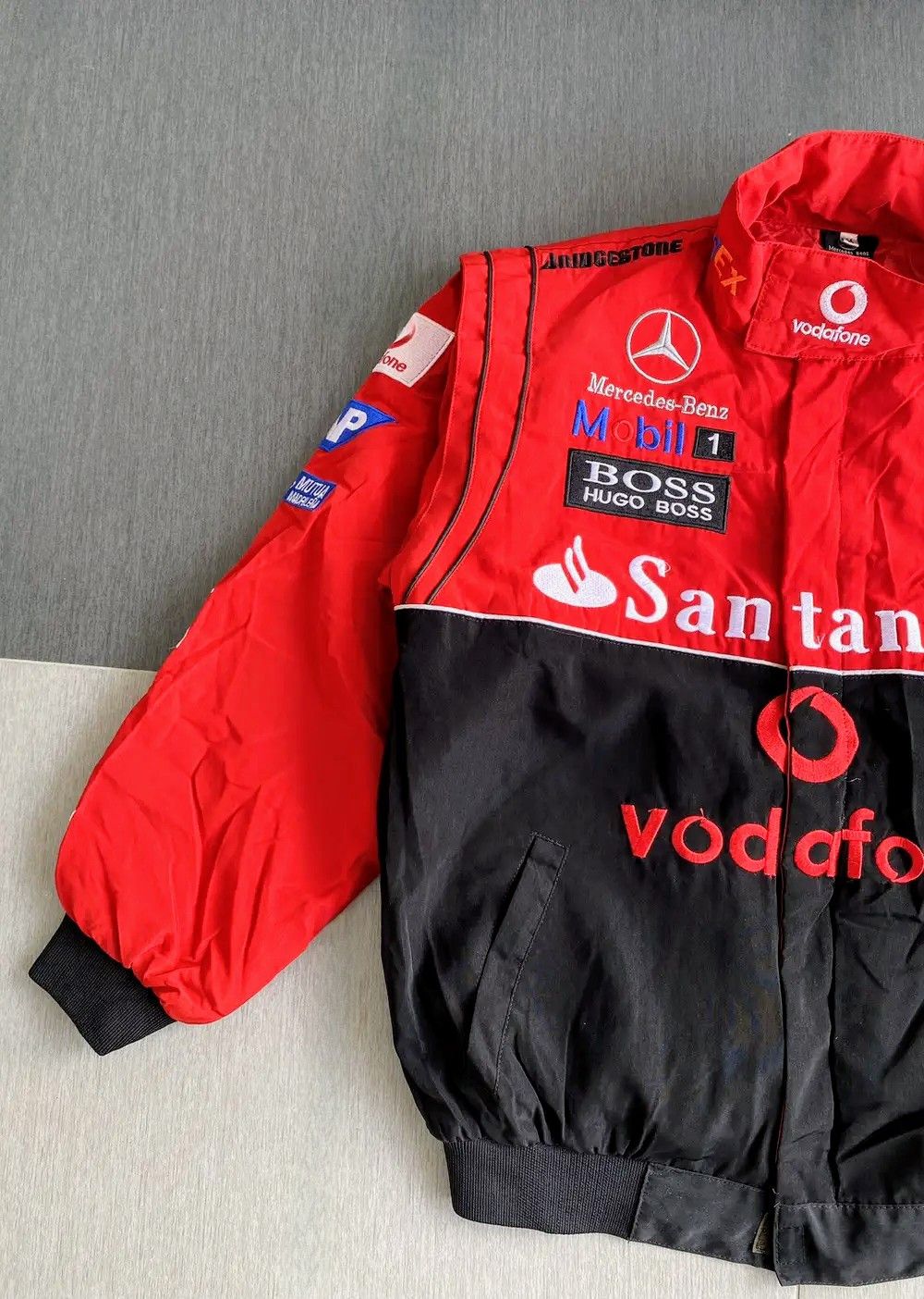 Vintage 💀🔥 MERCEDEZ BENZ 💥 LEWIS HAMILTON F1 Racing Jacket Retro Size US L / EU 52-54 / 3 - 4 Thumbnail