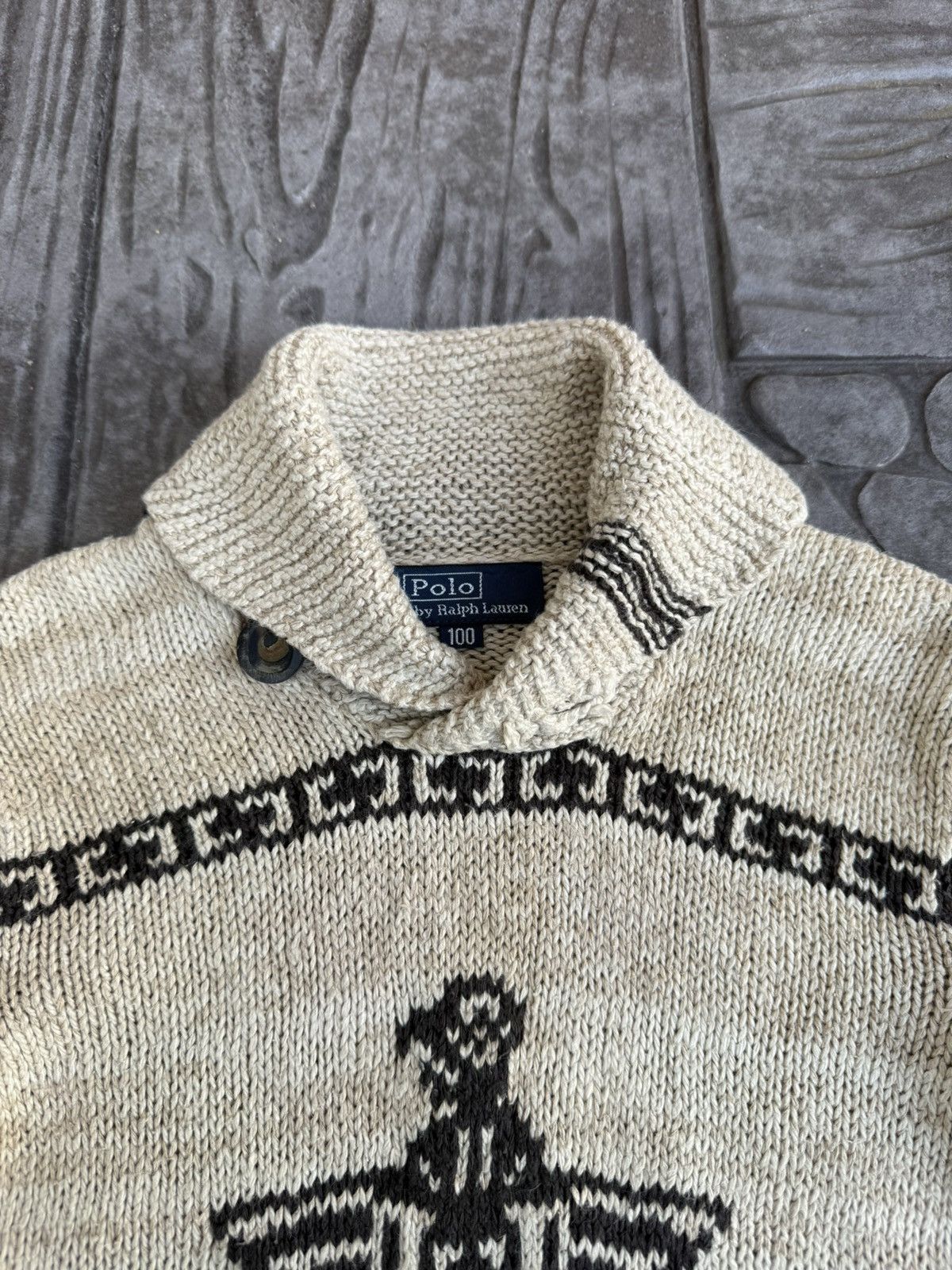 Polo Ralph Lauren 💥RARE💥Vintage 90s PRL Kanata Cowichan Hand Knit Shawl Collar Size US XXS / EU 40 - 7 Thumbnail