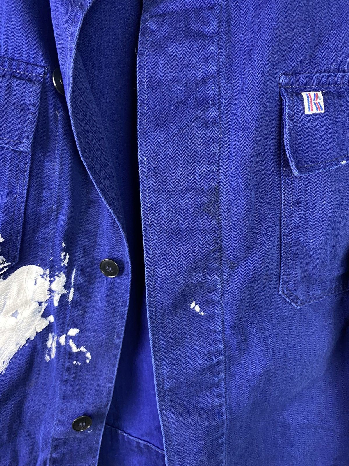 Le Laboureur × Vintage Vintage Workwear Blue Chore Jacket with Paint Marks Size US XL / EU 56 / 4 - 13 Thumbnail