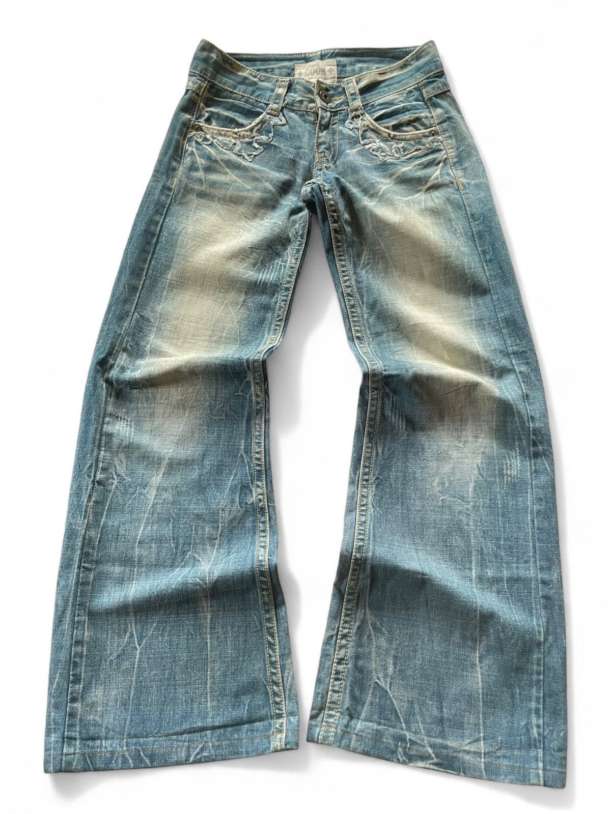 Cooks Japan Mud Wash Flared Wide Leg Jeans