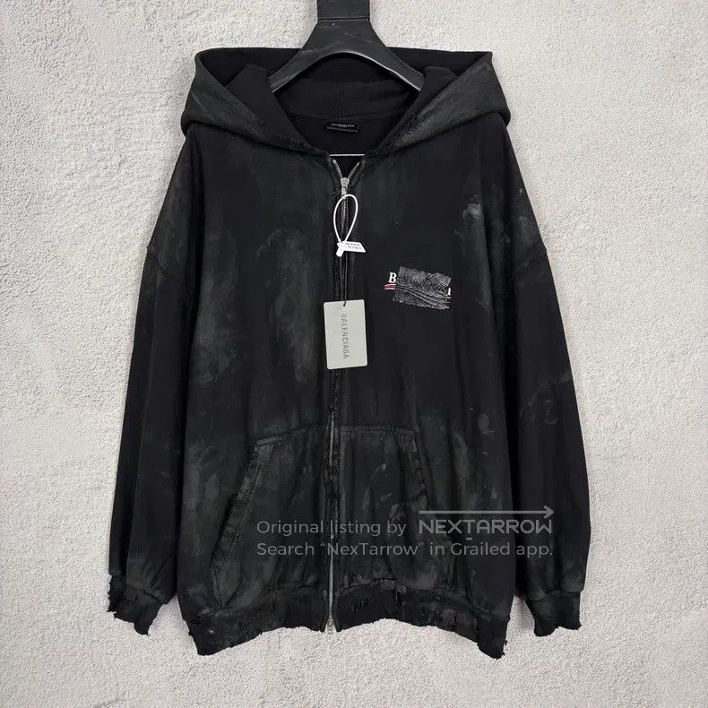 Balenciaga Balenciaga Tie-dyed Logo logo zipper hooded jacket Size US XXL / EU 58 / 5 - 1 Thumbnail