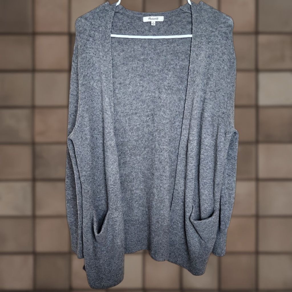 Madewell Madewell Cardigan Womens Wool/Alpaca Blend Gray Cozy Walker Long Open Cardigan-Size L Size L / US 10 / IT 46 - 1 Thumbnail