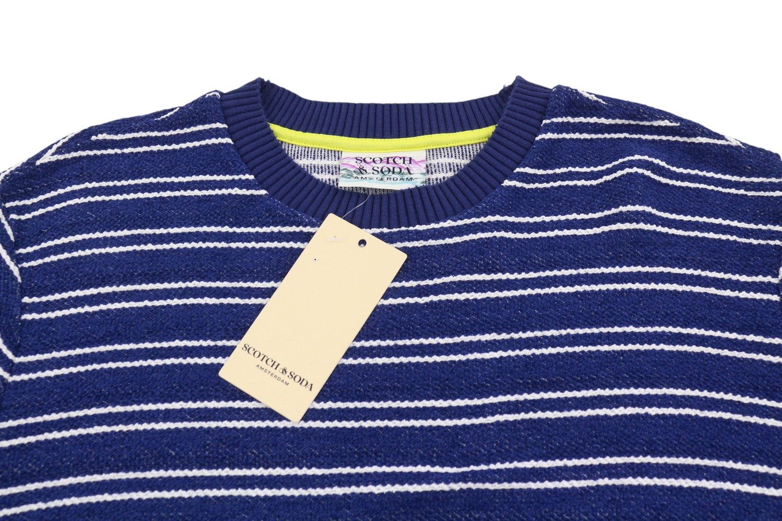 Scotch & Soda M Blue Striped Soft Material Crew Neck Pull On 91031 Size US M / EU 48-50 / 2 - 5 Thumbnail