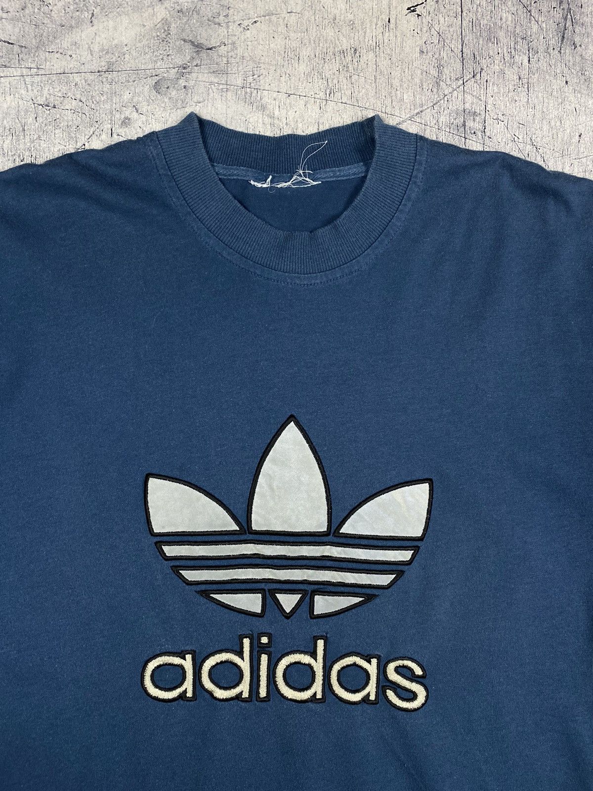 Adidas Vintage 90s Adidas Reflective Drill Big Logo Tee T Shirt Size US L / EU 52-54 / 3 - 6 Thumbnail