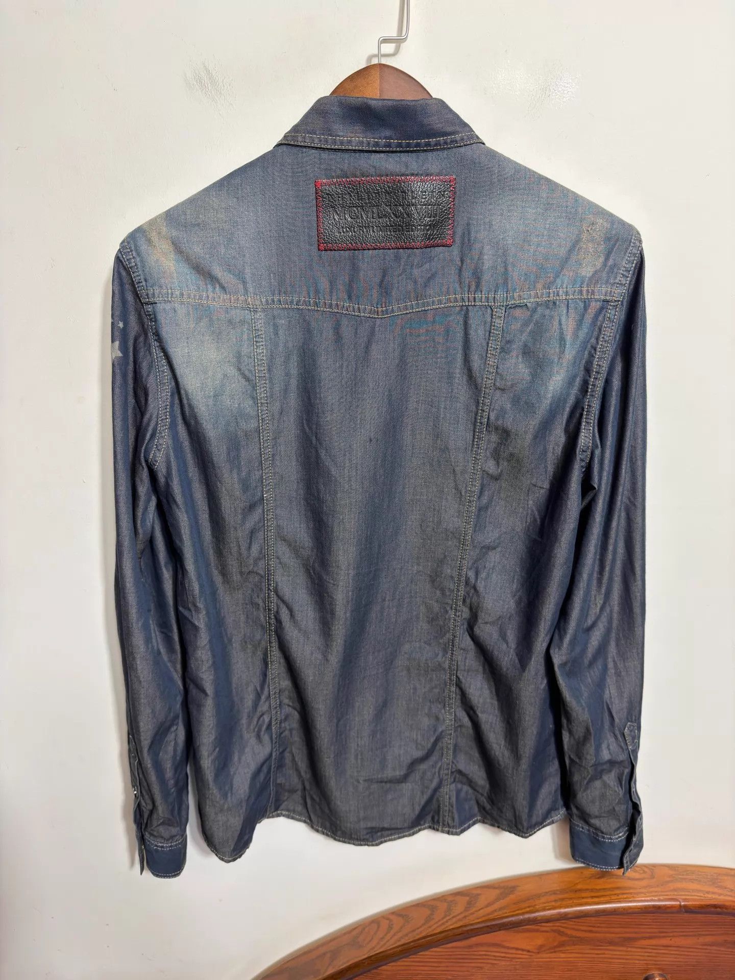 Philipp Plein Philipp Plein Slim Embroidered Denim Shirt L Size US L / EU 52-54 / 3 - 2 Thumbnail