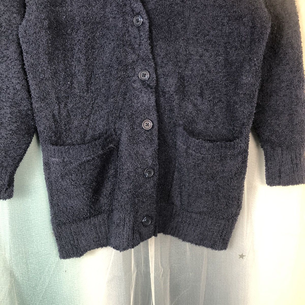 Aran Isles Knitwear × Homespun Knitwear × Japanese Brand Uniqlo Dark Blue Mohair Cardigan #894 Size M / US 6-8 / IT 42-44 - 6 Thumbnail