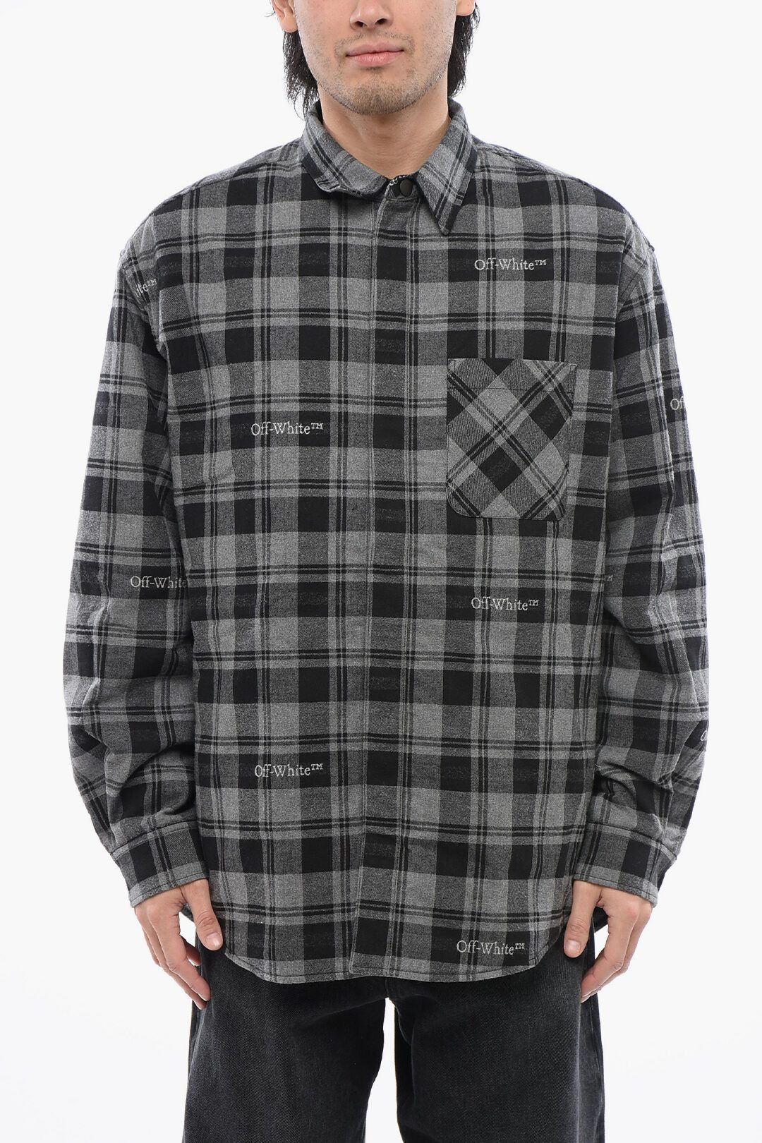 og1mm0625 Checkered Padded Over Shirt in Black/Grey