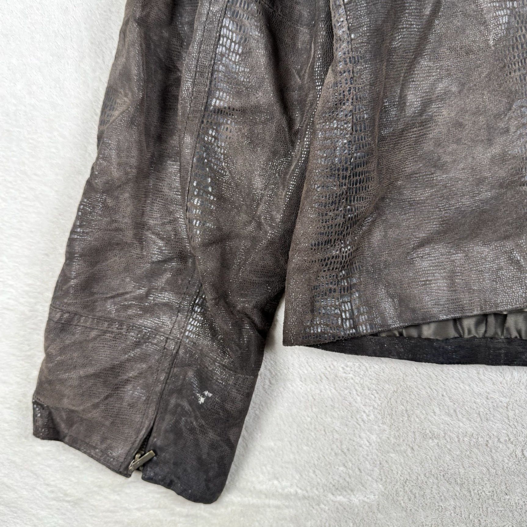 Alfani Alfani Women’s 100% Leather Jacket Snakeskin Brown XL Motorcycle Jacket Zip Leather Casual Size XL / US 12-14 / IT 48-50 - 4 Thumbnail