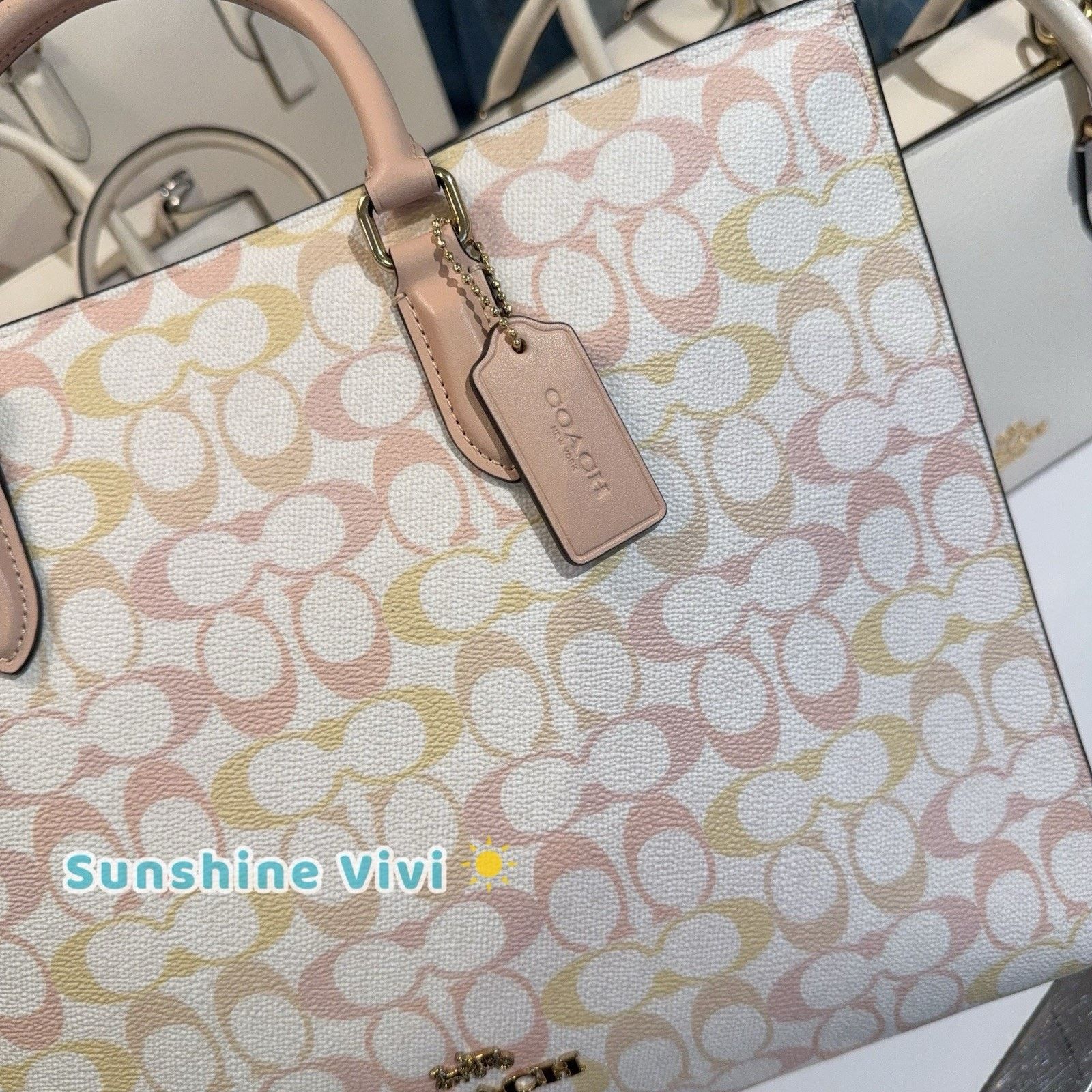 Coach NWT Coach Maggie Tote Bag Pretty Signature Chalk/Pink CDZ06 Size ONE SIZE - 2 Thumbnail