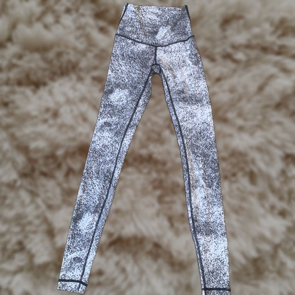 Lululemon Wunder Under Hi-rise Pant Luon Spray Jacquard White Black Size 4 Women Leggings Multicolor Jacquard Full Length