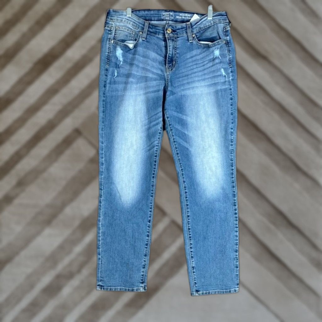 Levi's VINTAGE Levi's Jeans Women Blue Denim Mid Rise Slim Boyfriend Stretch 14 5-Pocket Design Regular Womens Size 36" / US 14 / IT 50 - 1 Thumbnail