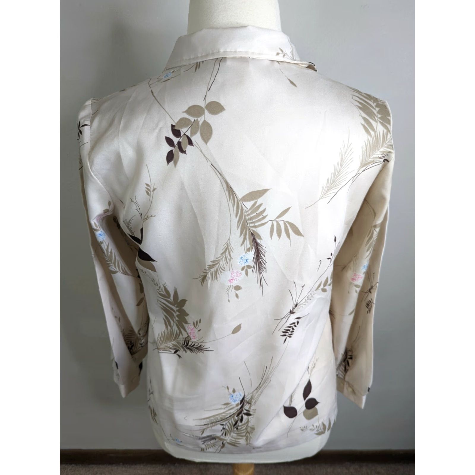 Vintage VINTAGE Floral Blouse Satin 70s 80s Button Up Shirt Top Collared Long Sleeve XL Size XL / US 12-14 / IT 48-50 - 3 Thumbnail