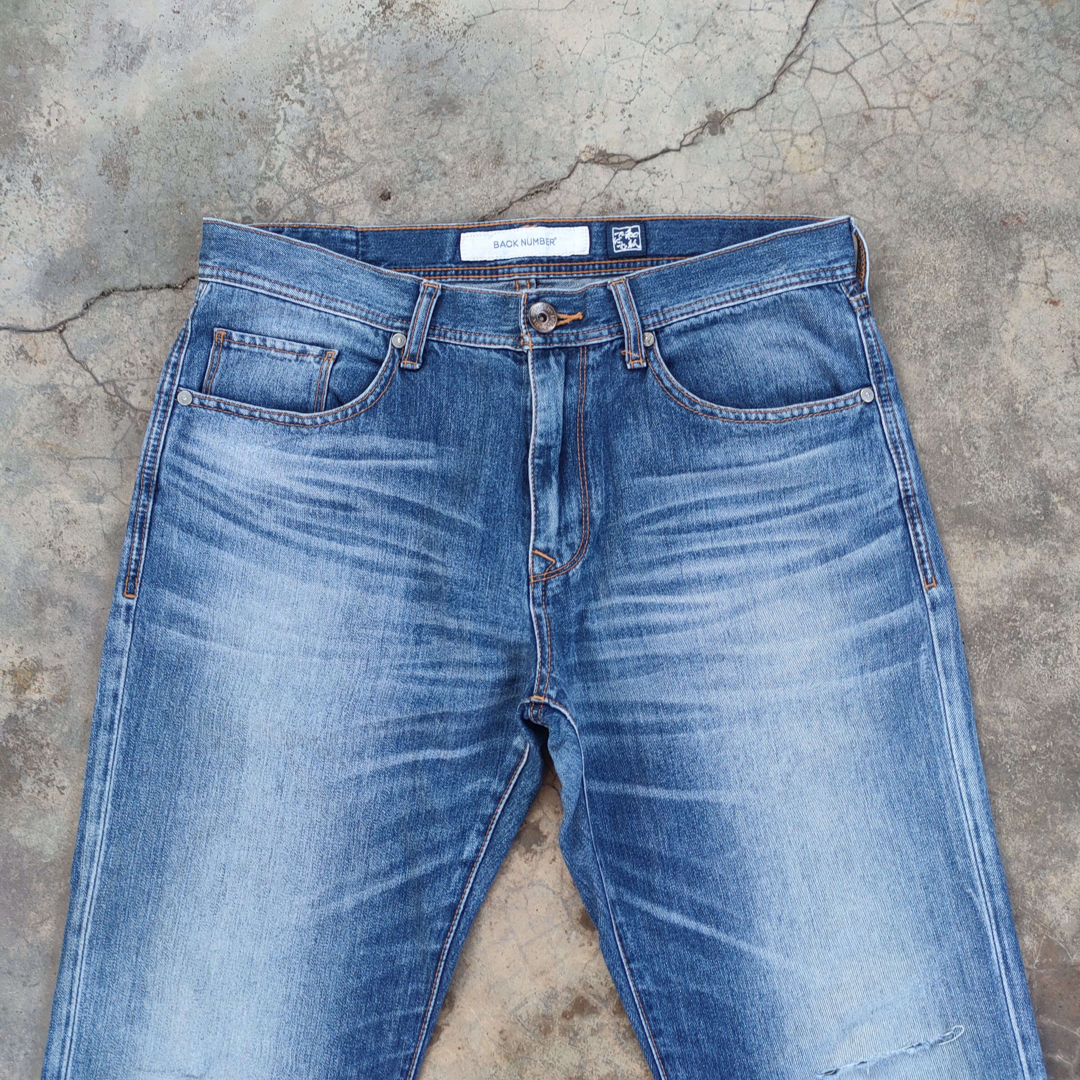 Jean × Numbers × Vintage VINTAGE B NUMBER DISTRESSED FADED JEANS PANTS Size US 33 - 2 Thumbnail