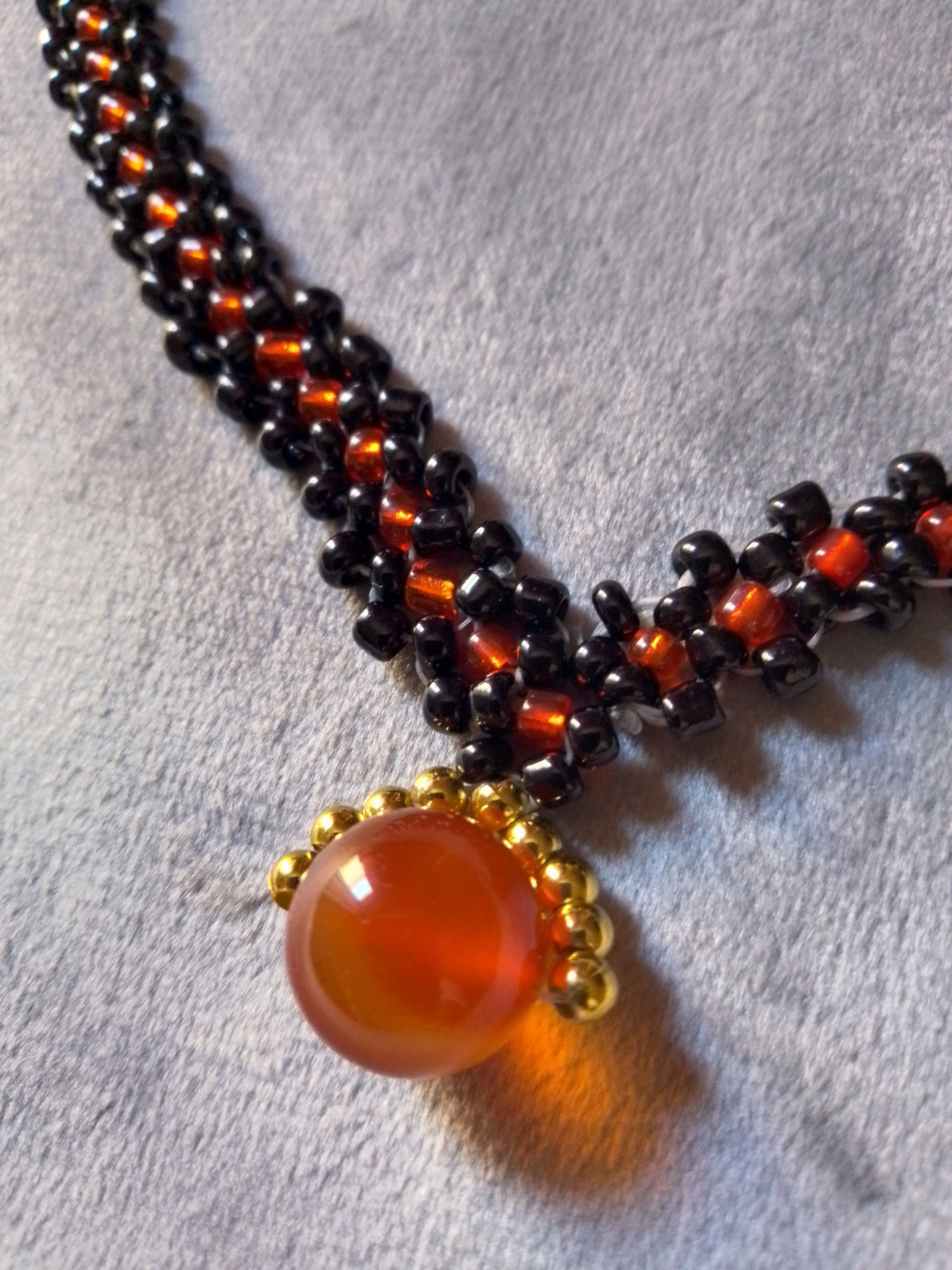 Handmade Necklace Red Black Red Carnelian Gemstone Goth Chakra Charm Size ONE SIZE - 4 Thumbnail