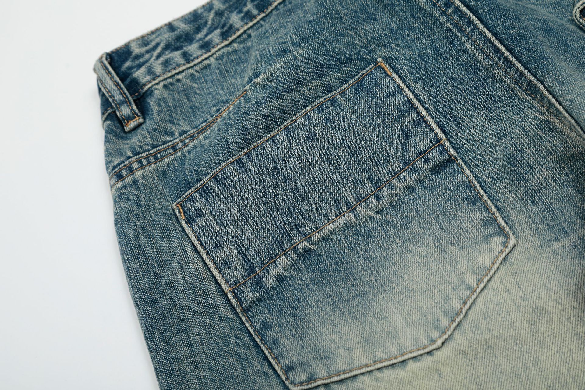 Jean Street retro patchwork straight loose men's washed jeans Size US 32 / EU 48 - 5 Thumbnail