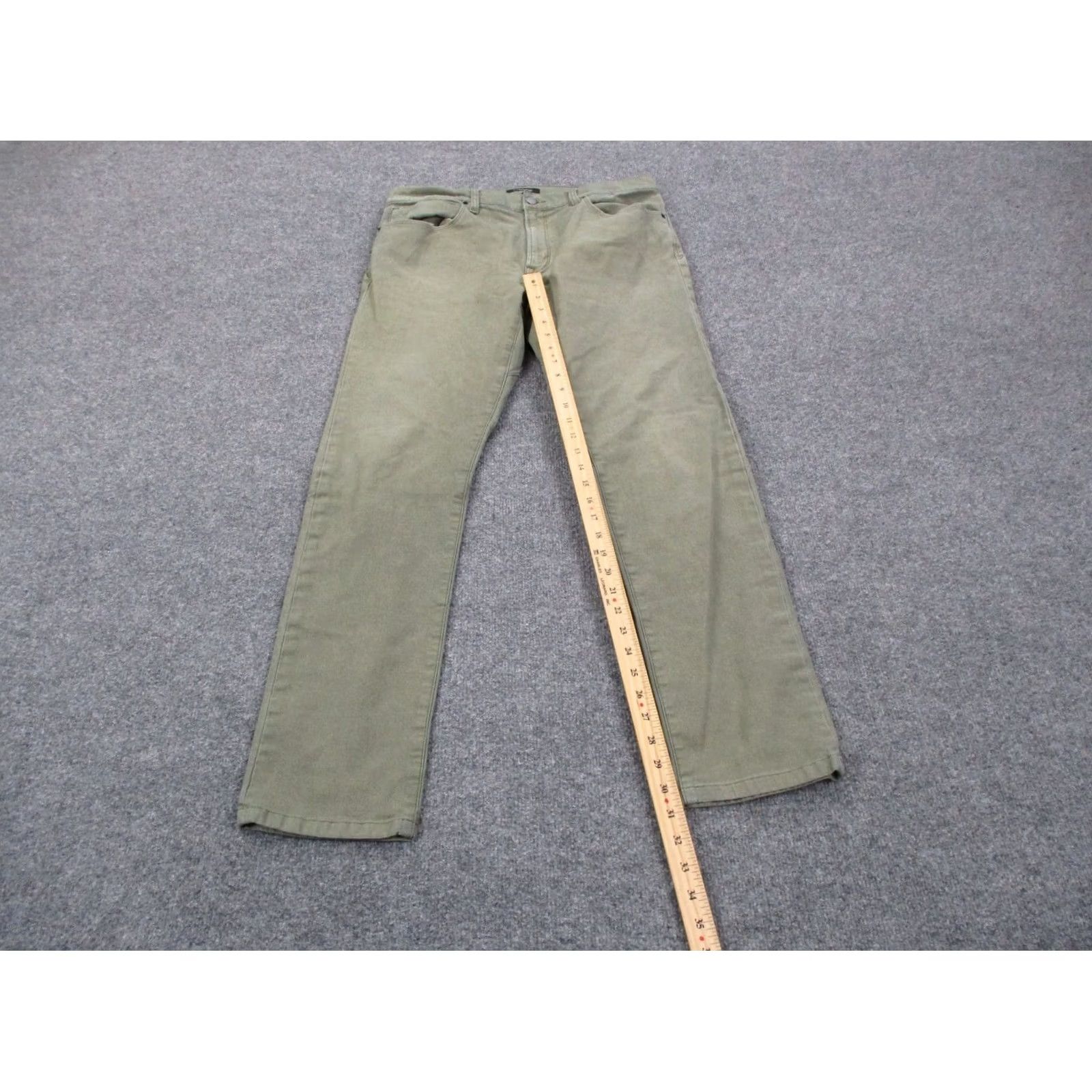Vintage Proof Mens Green Chino Pants 34x32 Straight Vintage? No. Preppy Style, 5-Pocket, Button Zip, Cotton Lycra, Regular Fit Size US 34 / EU 50 - 3 Thumbnail