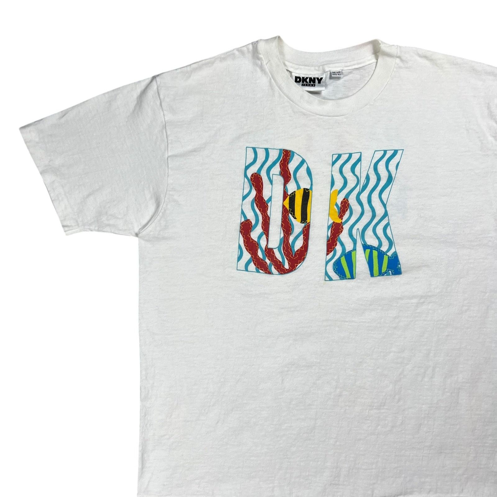 DKNY × Vintage Vintage 90s DKNY fish promo tee (L) Size US L / EU 52-54 / 3 - 4 Thumbnail