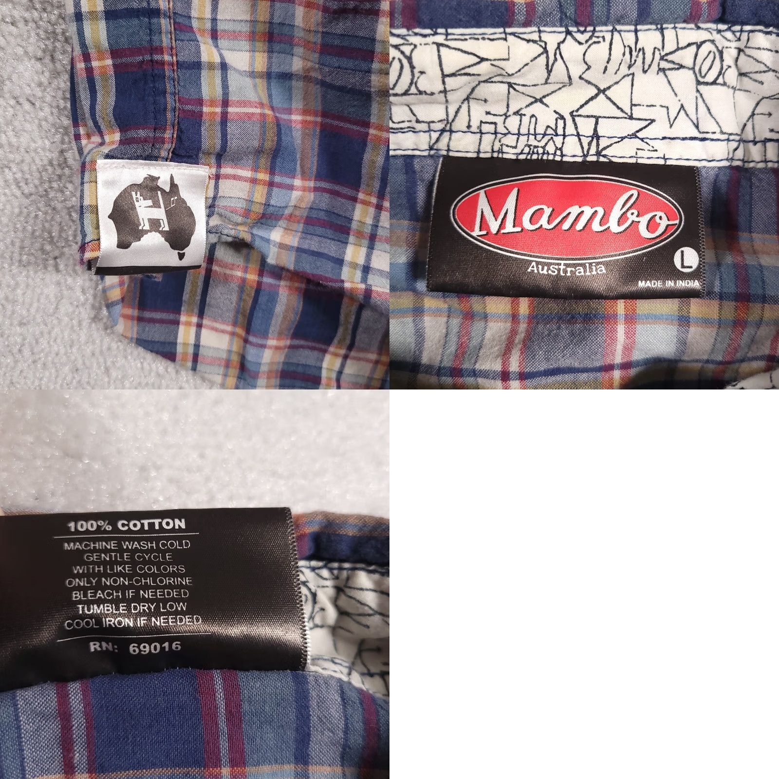 Mambo Mambo Australia Snap-Up Shirt Western Flannel Long Sleeve 100% Cotton Mens Large Size US L / EU 52-54 / 3 - 9 Thumbnail