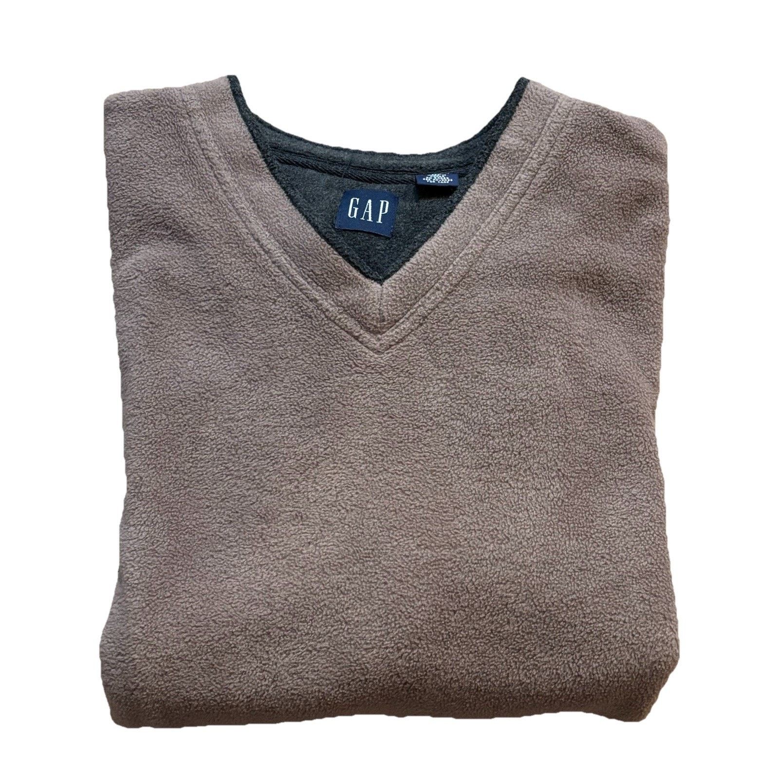 Gap Vintage Gap Fleece Pullover V-Neck Taupe Brown Large Korea Size US L / EU 52-54 / 3 - 4 Thumbnail