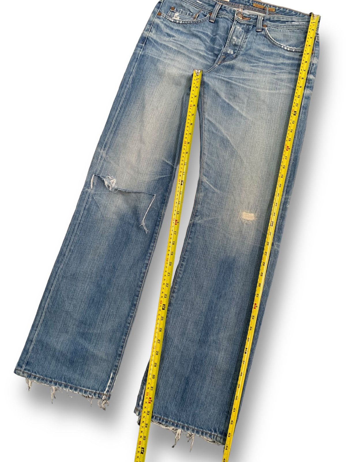 KMRii Vintage Adriano Goldschmied Mud Wash Loose Distressed Jeans Size US 34 / EU 50 - 16 Thumbnail