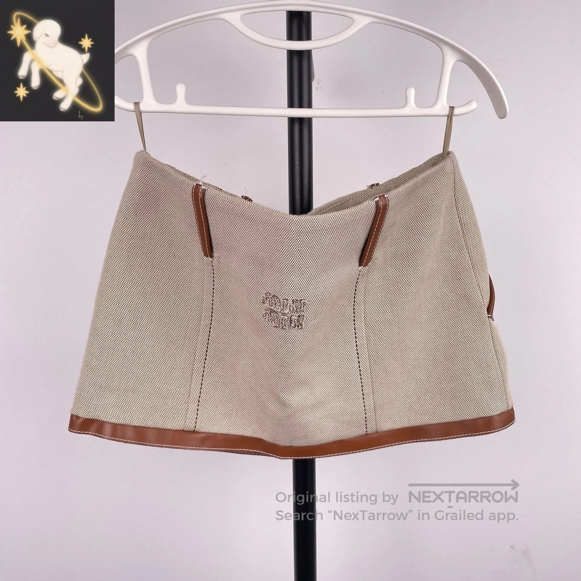Miu Miu Miu Miu Leather trimmed embroidered logo casual short skir Size 35" - 1 Thumbnail