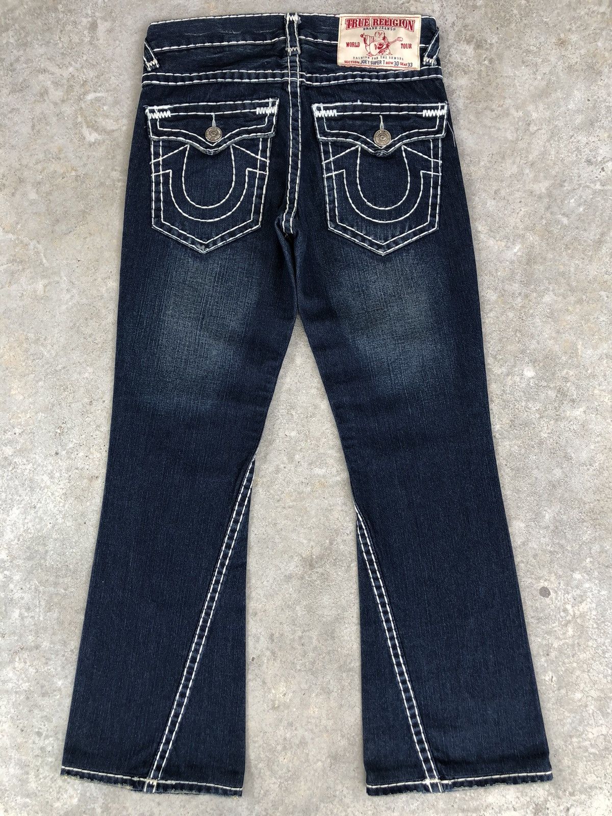 Vintage True Religion Flared Jeans White Stitch Distressed