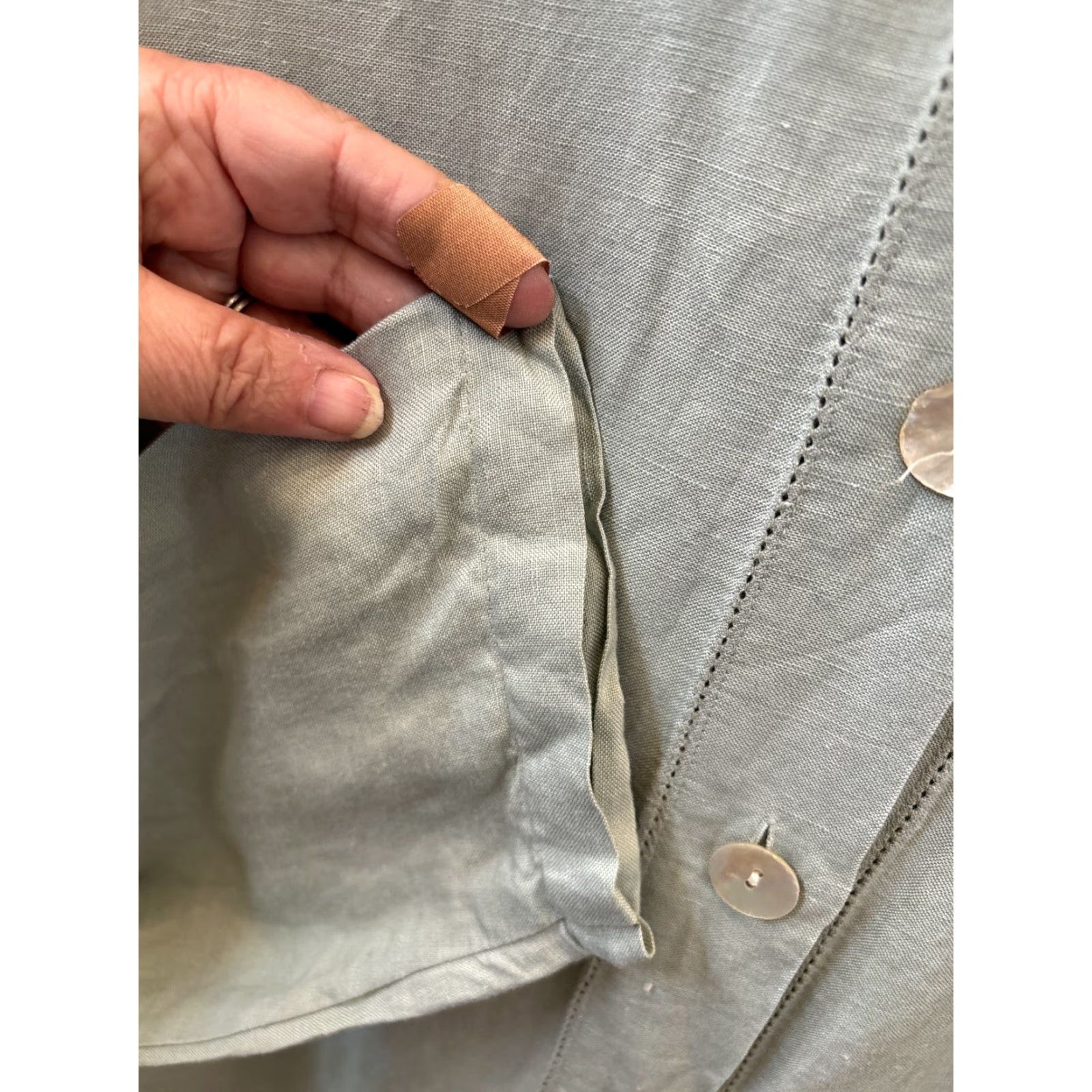 Vintage VINTAGE Melrose Collectibles Women Button-Down Shirt M Green Linen Rayon Pocket Size M / US 6-8 / IT 42-44 - 7 Thumbnail