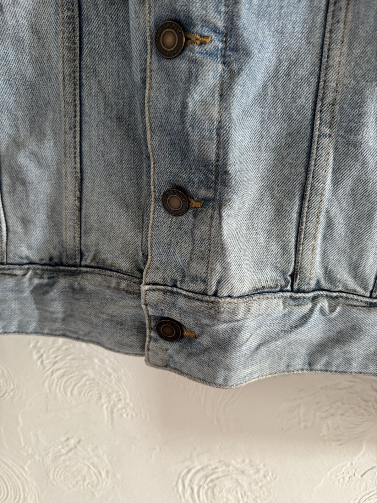 Hedi Slimane × Saint Laurent Paris Saint Laurent Distressed Denim Jacket Size US S / EU 44-46 / 1 - 9 Thumbnail