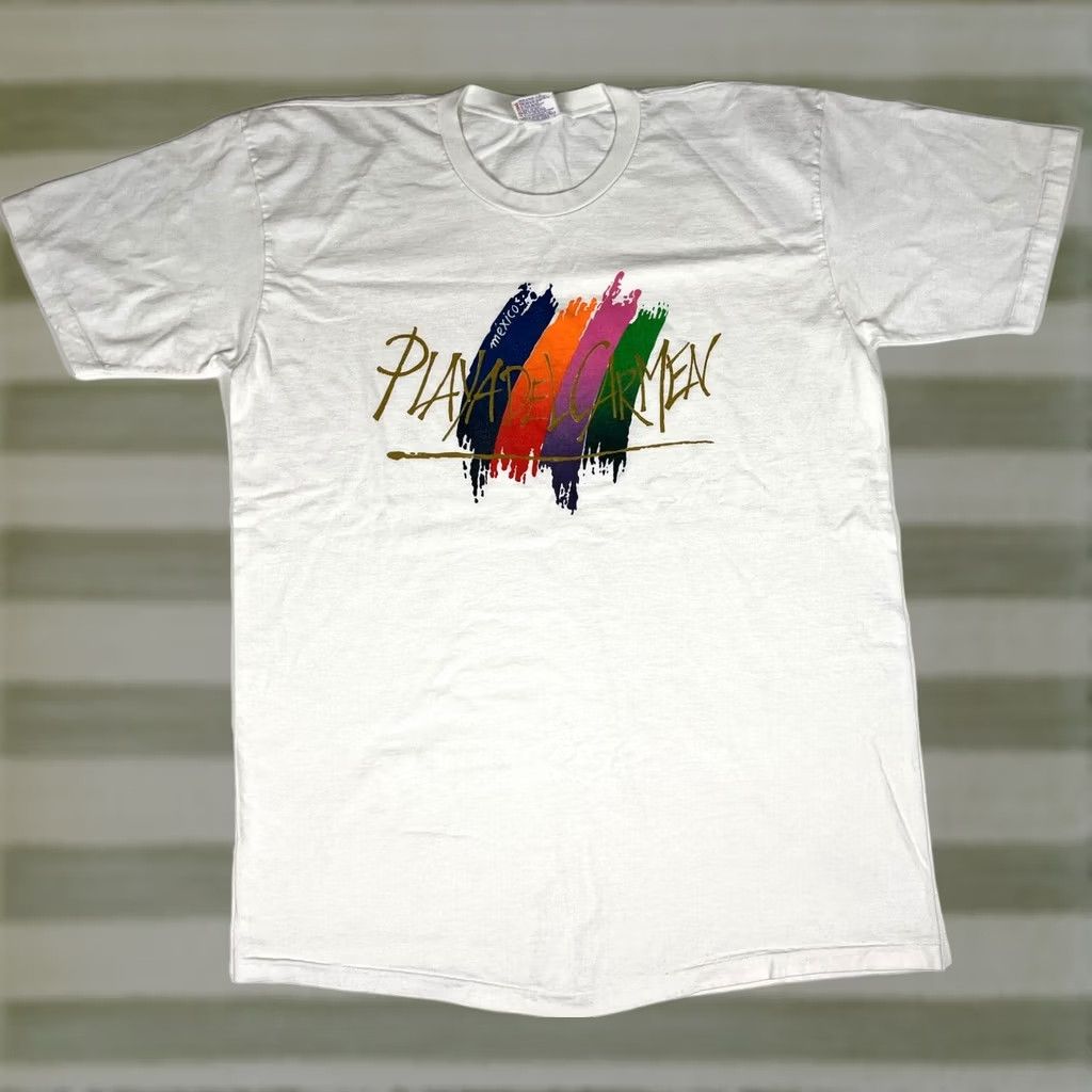 Iro VINTAGE Men's 80s Playa del Carmen Mexico T-Shirt Joan Miro Art 2XL Shirt Adults White Cotton Short Sleeve Crew Neck Size US XXL / EU 58 / 5 - 1 Thumbnail