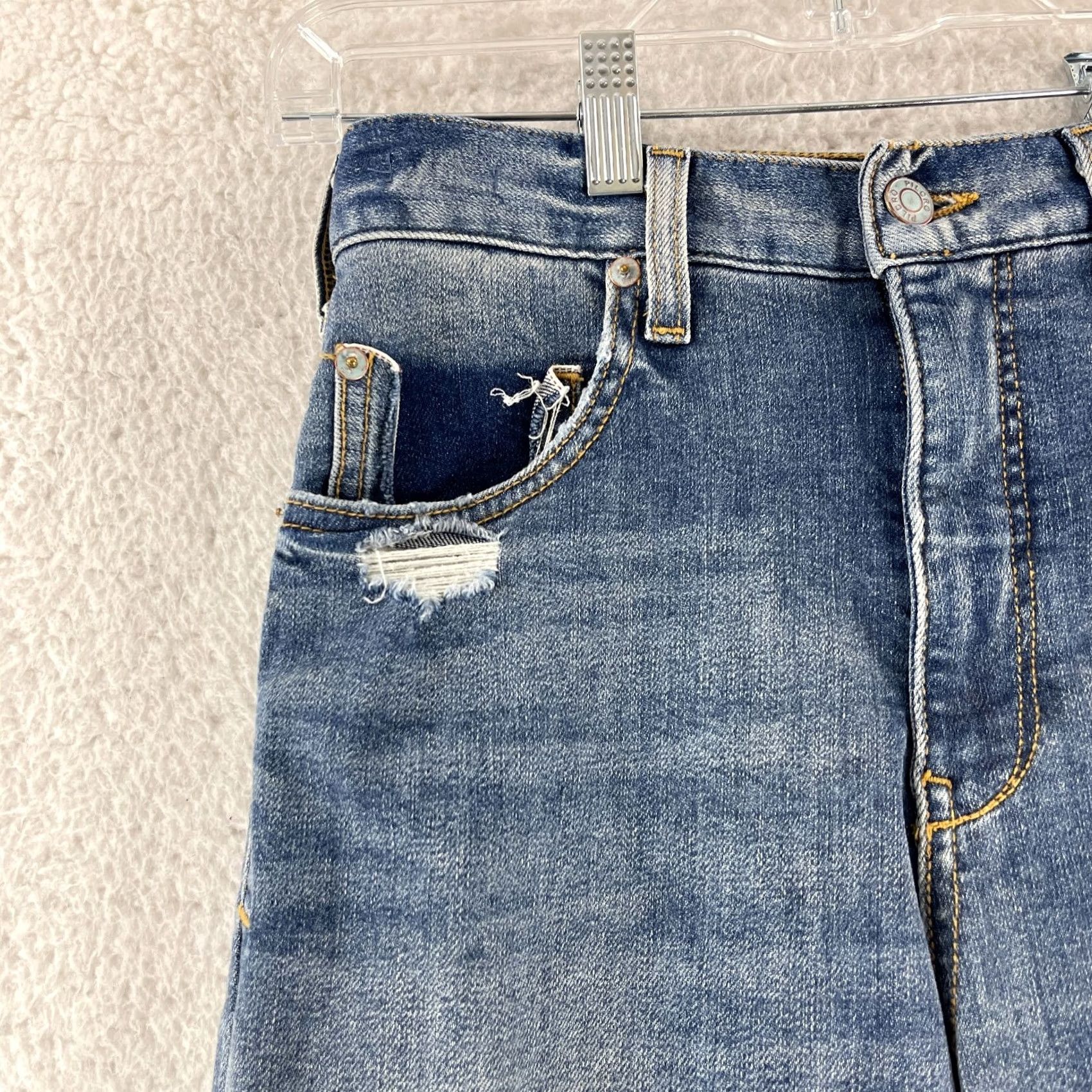 Vintage Pilcro Vintage Straight Jeans Womens Size 29 Blue Denim High-Rise Distressed Jeans Size 29" - 4 Thumbnail