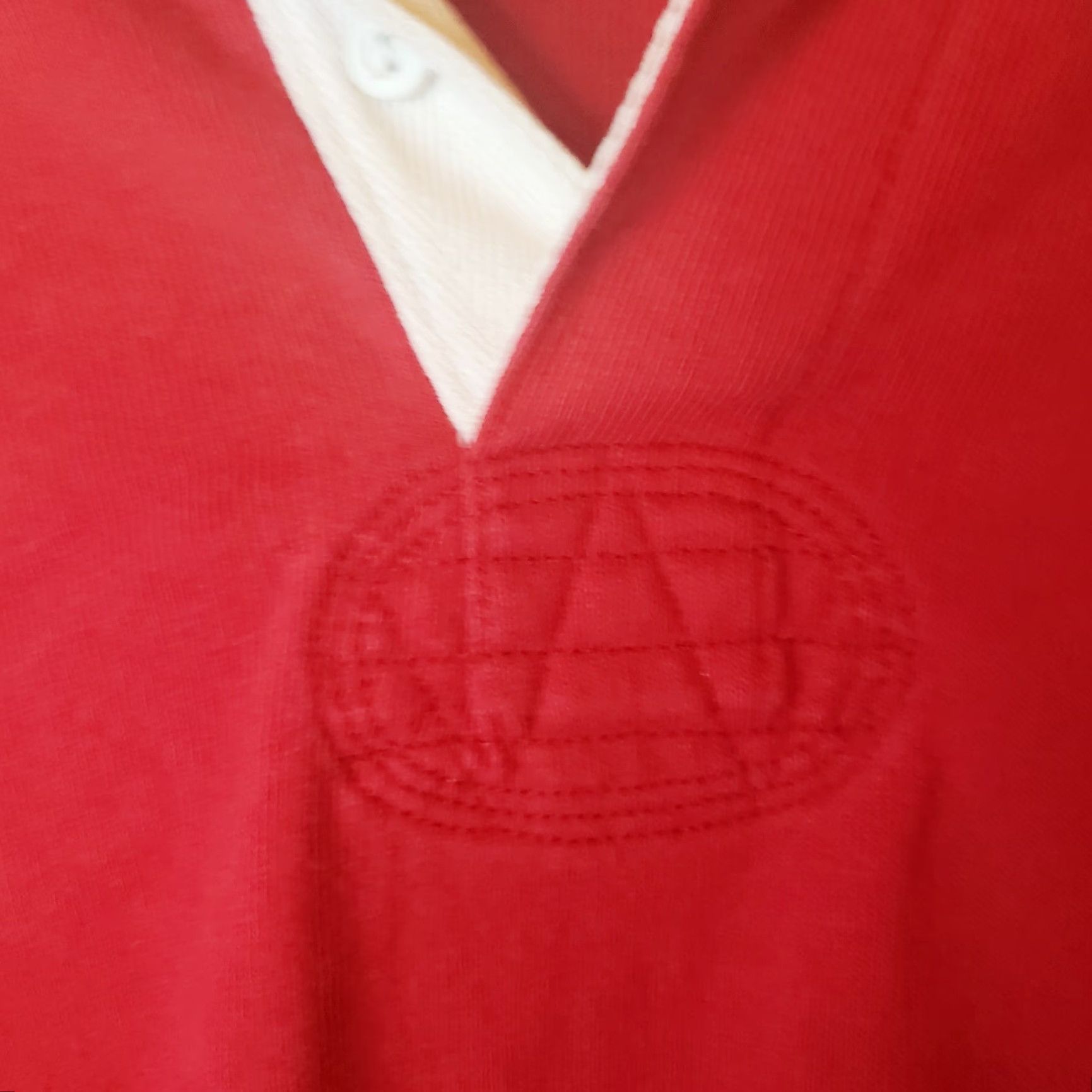 Polo Ralph Lauren Ralph Lauren Polo Shirt Mens L Red Long Sleeve Rugby Embroidered Logo Elbow Pads Shirt Size US L / EU 52-54 / 3 - 6 Thumbnail