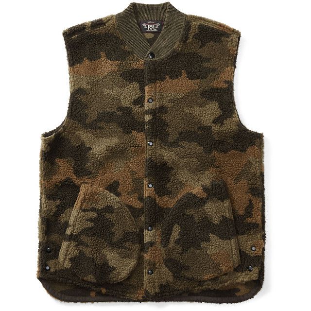 Ralph Lauren RRL DOUBLE RL Ralph Lauren Sherpa Fleece Vest - Camo Size US XL / EU 56 / 4 - 1 Thumbnail