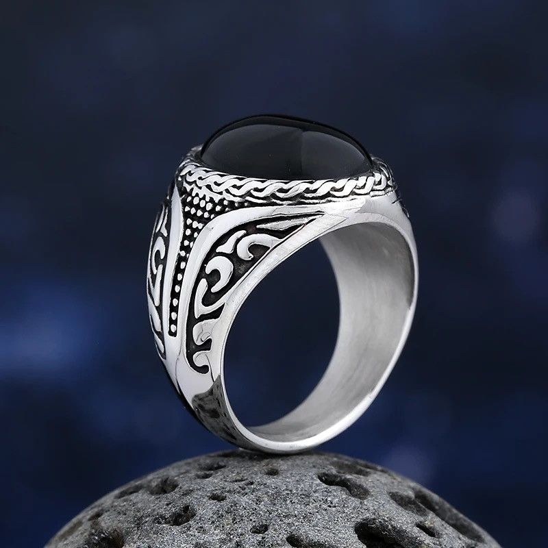 Jewelry Black Stone Ring Size ONE SIZE - 2 Thumbnail